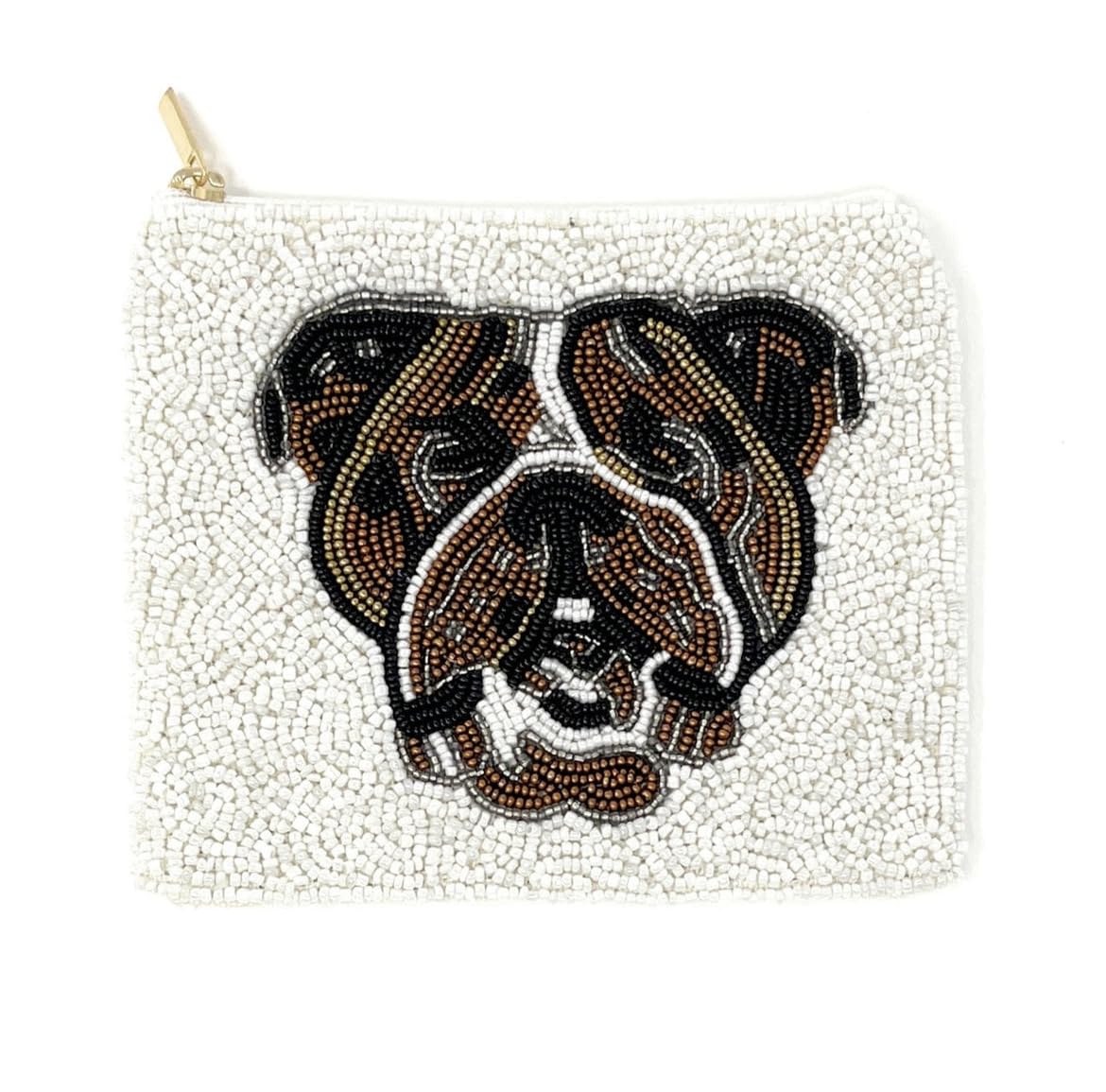 Bulldog Beaded Coin Purse - Small Beaded Wallet for Women - Cute Animal Design Zipper Pouch - Perfect Birthday Gift & Everyday Use for Cash, Cards, and Coins