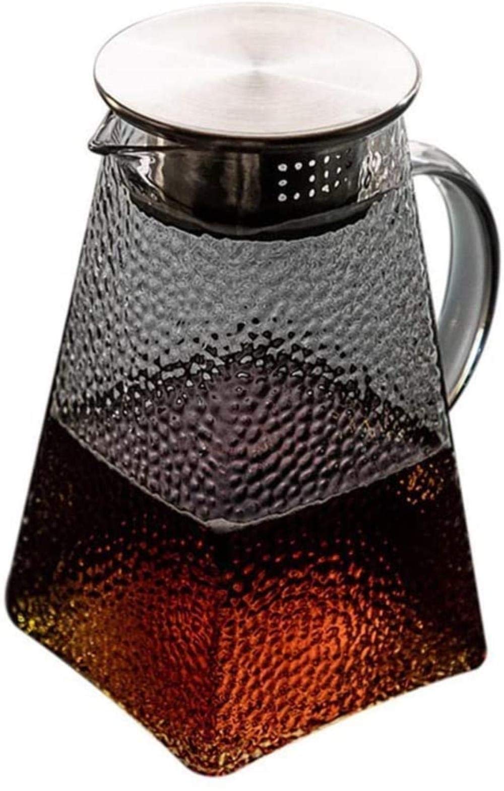 AWJ 1200ml Borosilicate Glass Teapot Water Jug with Stainless Steel Lid & Coaster - Heat-Resistant Pitcher for Iced Tea, Coffee, Lemonade & Kitchen Serving - Perfect for Home, Office & Restaurant Use