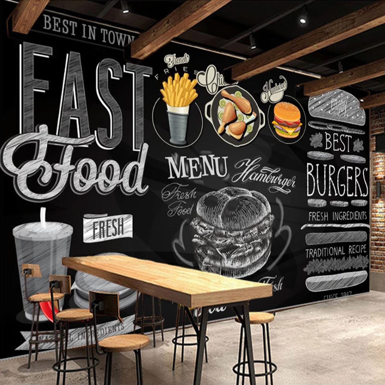 Peel and Stick Wallpaper - Waterproof Food Theme Mural for Restaurant, Nursery, Kids Bedroom & Home Decor | 79x55 Inch | Easy DIY Wall Art for Girls Room, Living Room & Bathroom