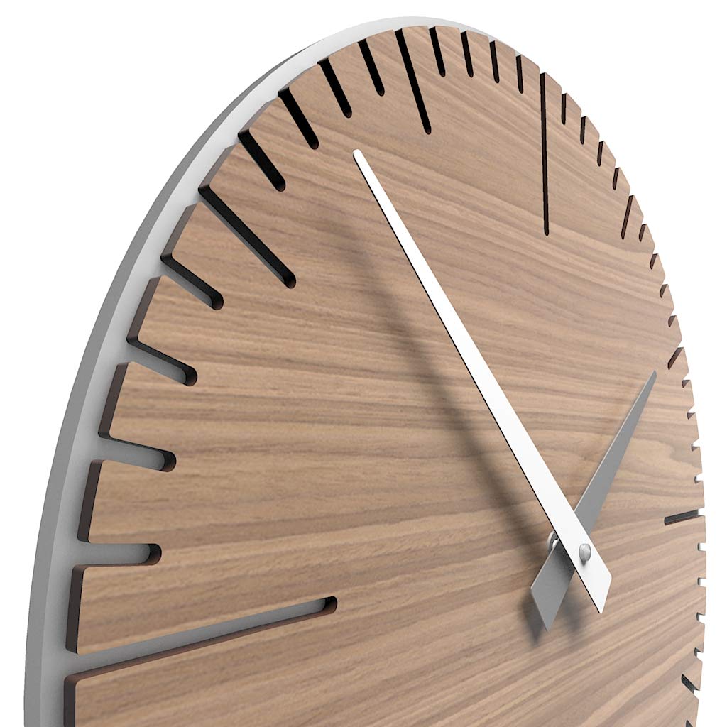 CalleaDesign 14.2 Inch Modern Wall Clock - Exacto Black Walnut Wooden Round Clock for Living Room, Bedroom, Office & Home Decor