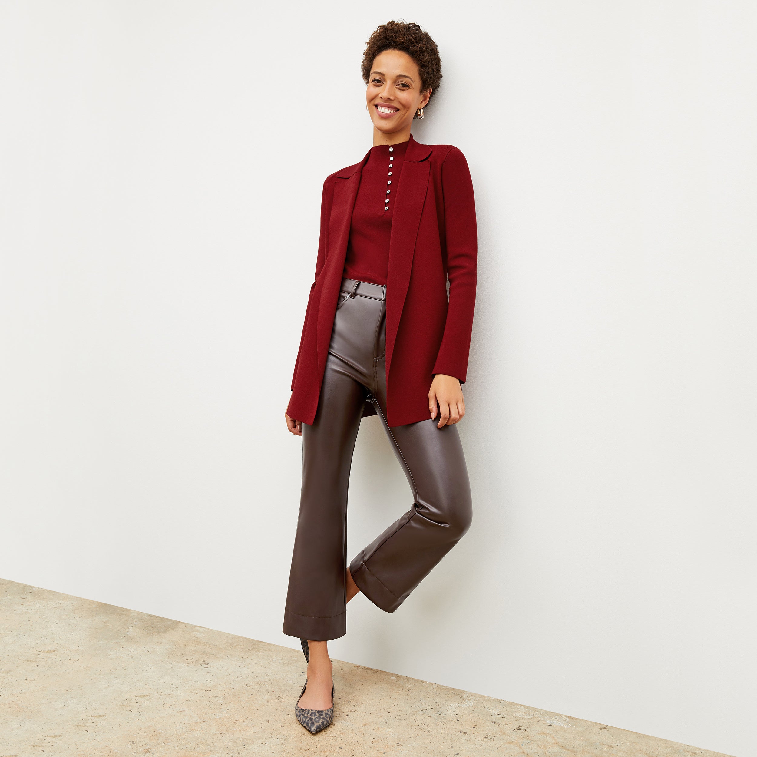 Archie Vegan Leather Pants in Brown | Stylish & Comfortable Vegan Leather Trousers for Women | Perfect for Casual Wear, Office & Night Out