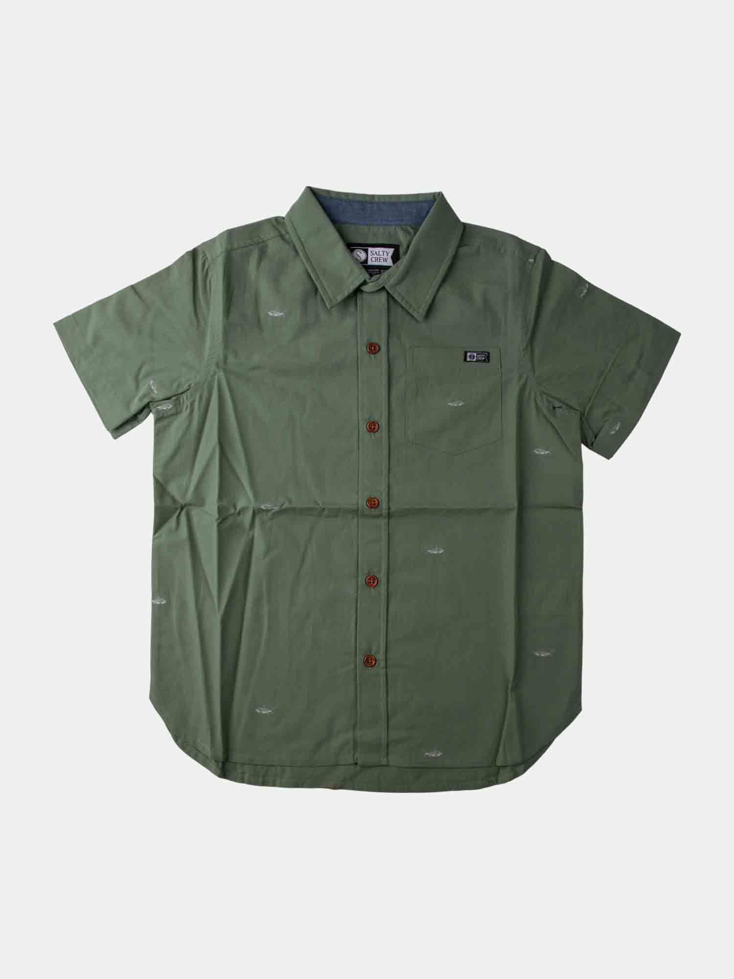 Salty Crew Bruce Boys Woven Shirt for Men - Lightweight Casual Button Up Shirt with Short Sleeves - Perfect for Beach, Summer Outfits and Outdoor Activities