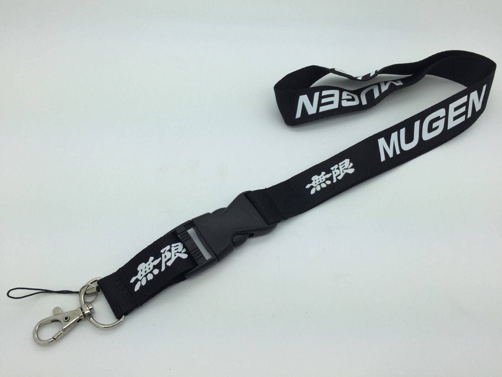 Premium Black Mugen Lanyard with White Logo - Durable Neck Strap for ID Badges, Keys & Event Passes - Perfect for Work, Conventions & Security Access