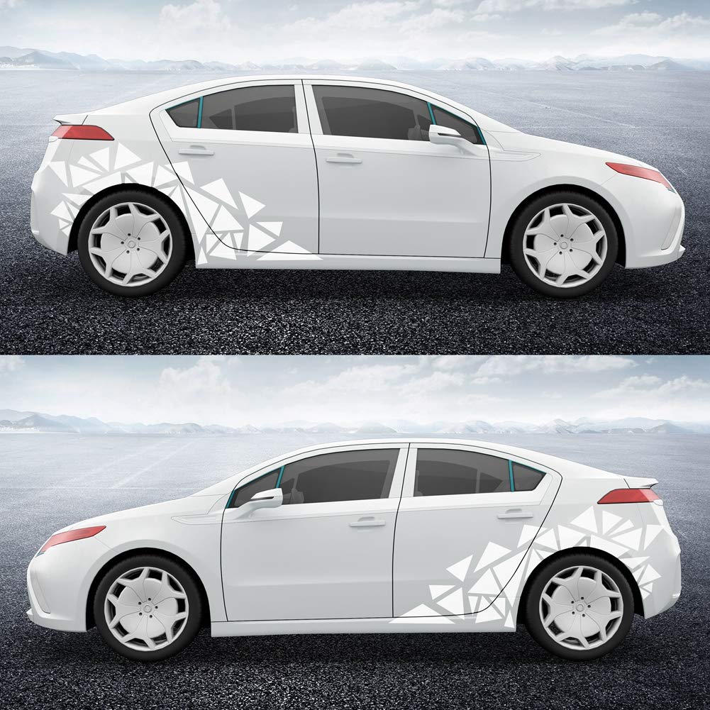 2 Pack White Triangle Vinyl Car Decals - DIY Auto Body Stickers for Cars, Trucks & SUVs - Waterproof Decorative Graphics for Windows, Bumpers & Rear Windshields