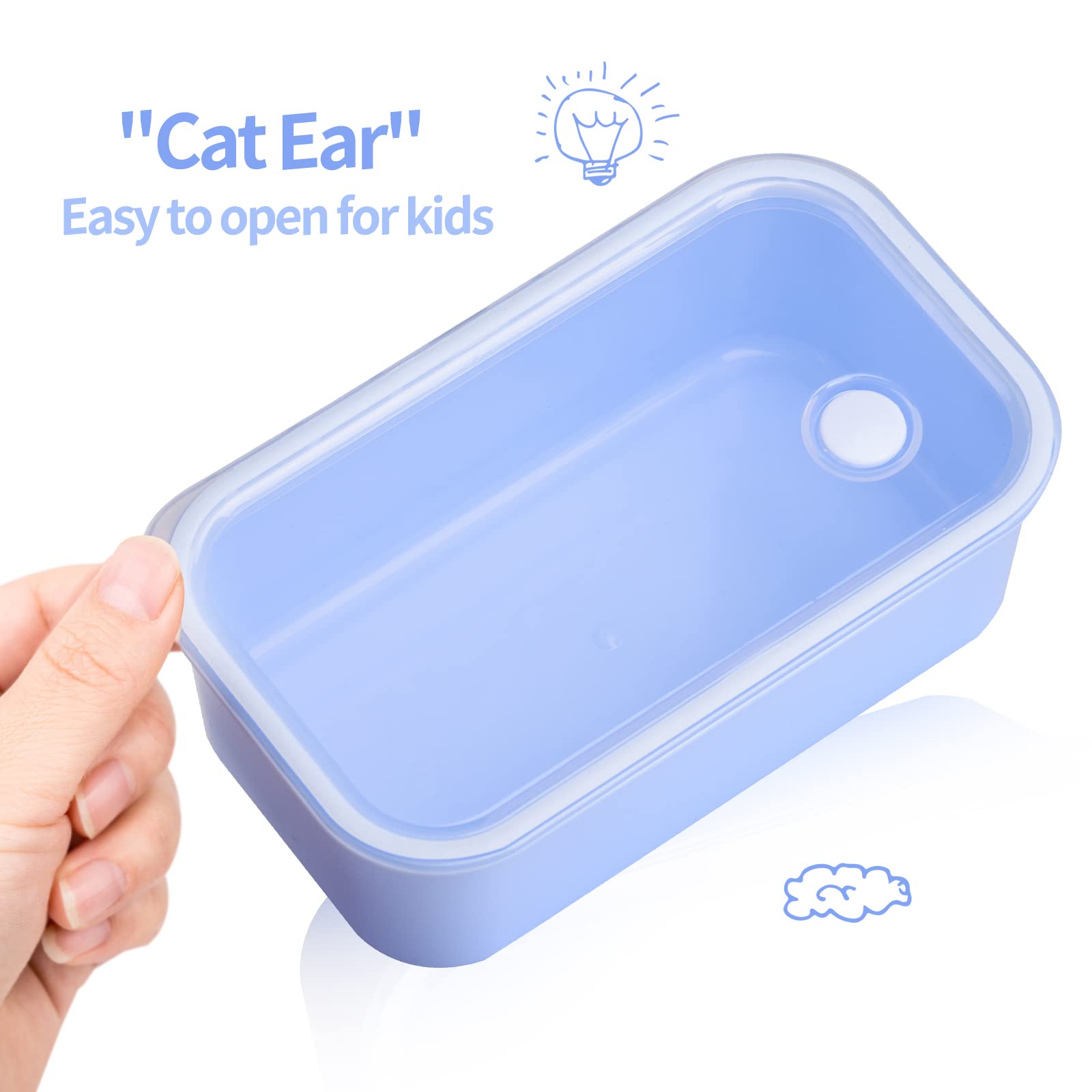 **Genteen 3-Compartment Leak-Proof Snack Containers for Kids - BPA-Free Lunch Box with Dividers, Portion Control for School & Travel (Purple + Blue) - Ideal for Snacks, Fruits, and Sandwiches**
