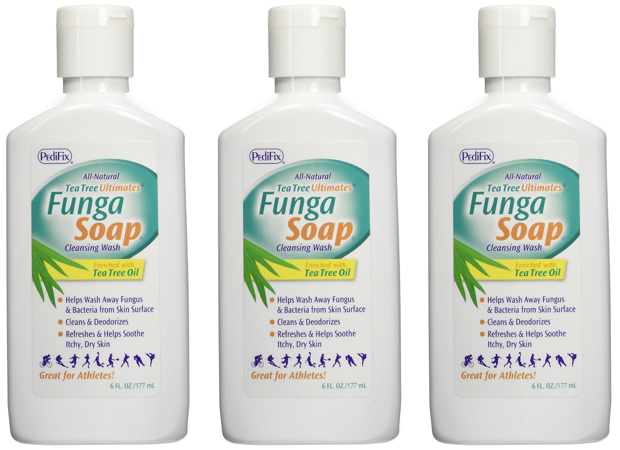Tea Tree Fungal Soap Cleansing Wash 6 oz (3 Pack) - Natural Antifungal Body Wash for Athlete's Foot, Ringworm & Jock Itch - Ideal for Gym, Locker Rooms & Active Lifestyles