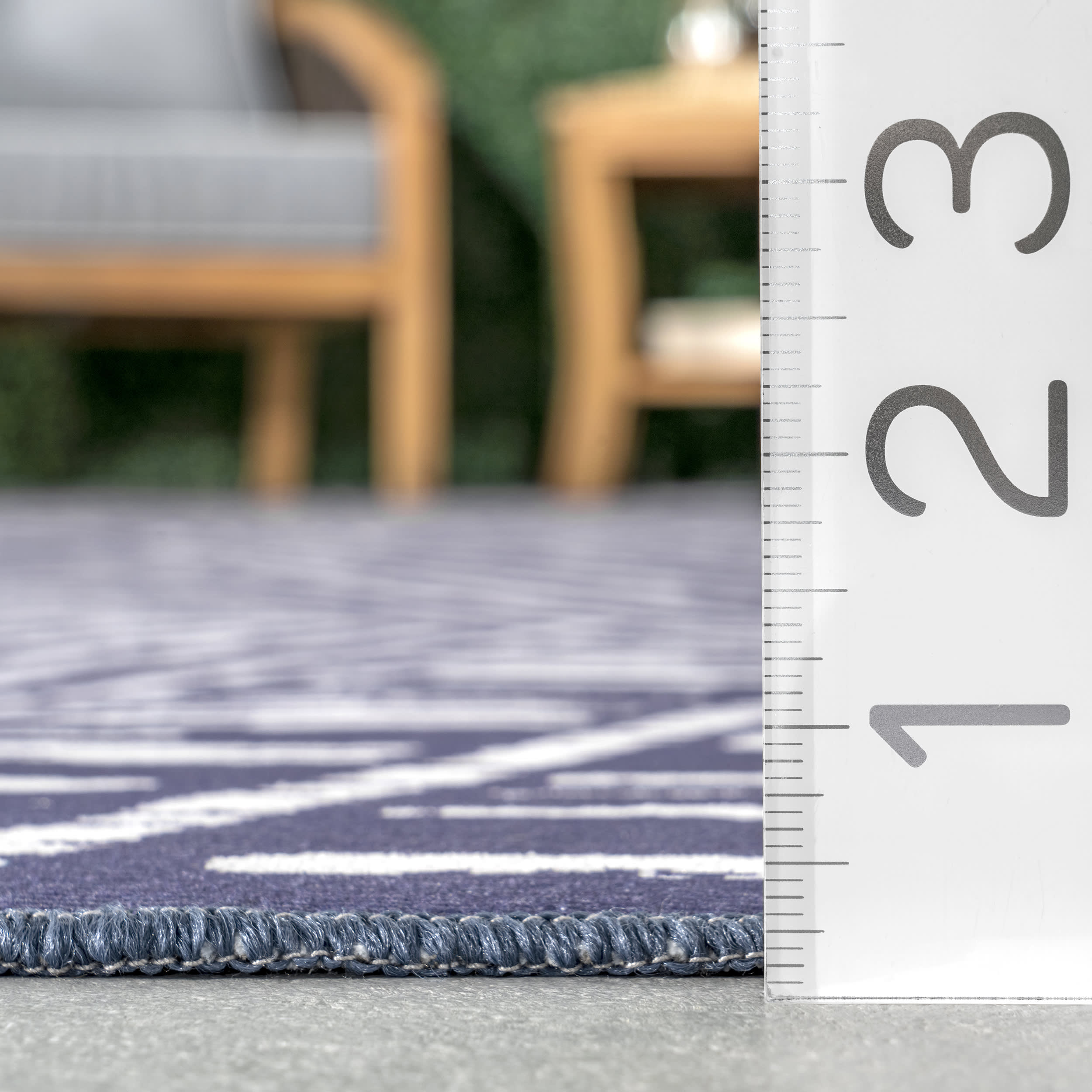 Suzy Trellis Washable Indoor/Outdoor Rug - Blue | Non-Slip, Durable & Easy to Clean | Perfect for Living Room, Patio & Entryway Decor