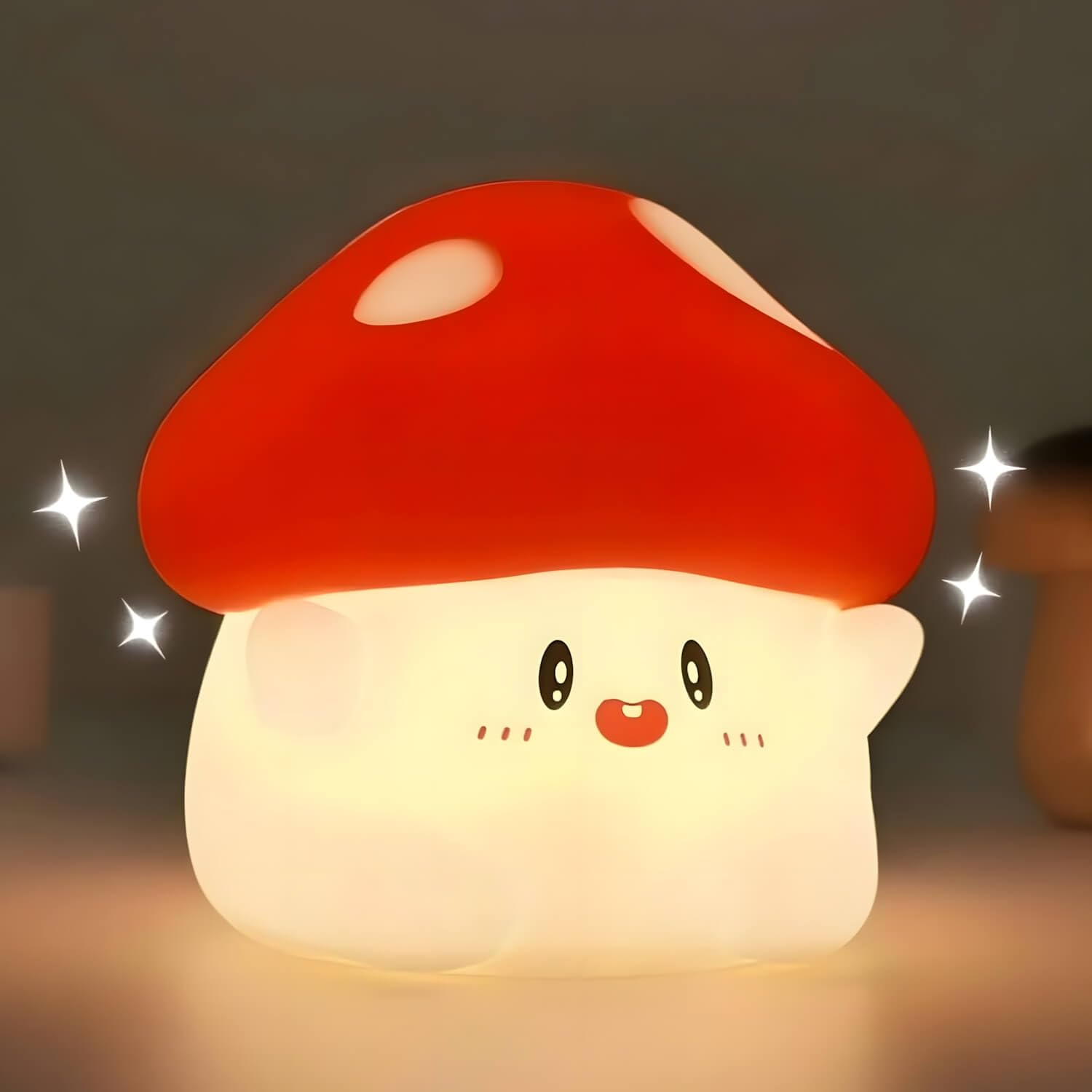 Cute Mushroom Silicone Night Light with Timer - Squishy Dimmable LED Lamp for Baby Nursery, Rechargeable Portable Touch Nightlight - Kawaii Room & Desk Decor - Perfect for Christmas Gifts, Bedtime Stories & Cozy Ambiance