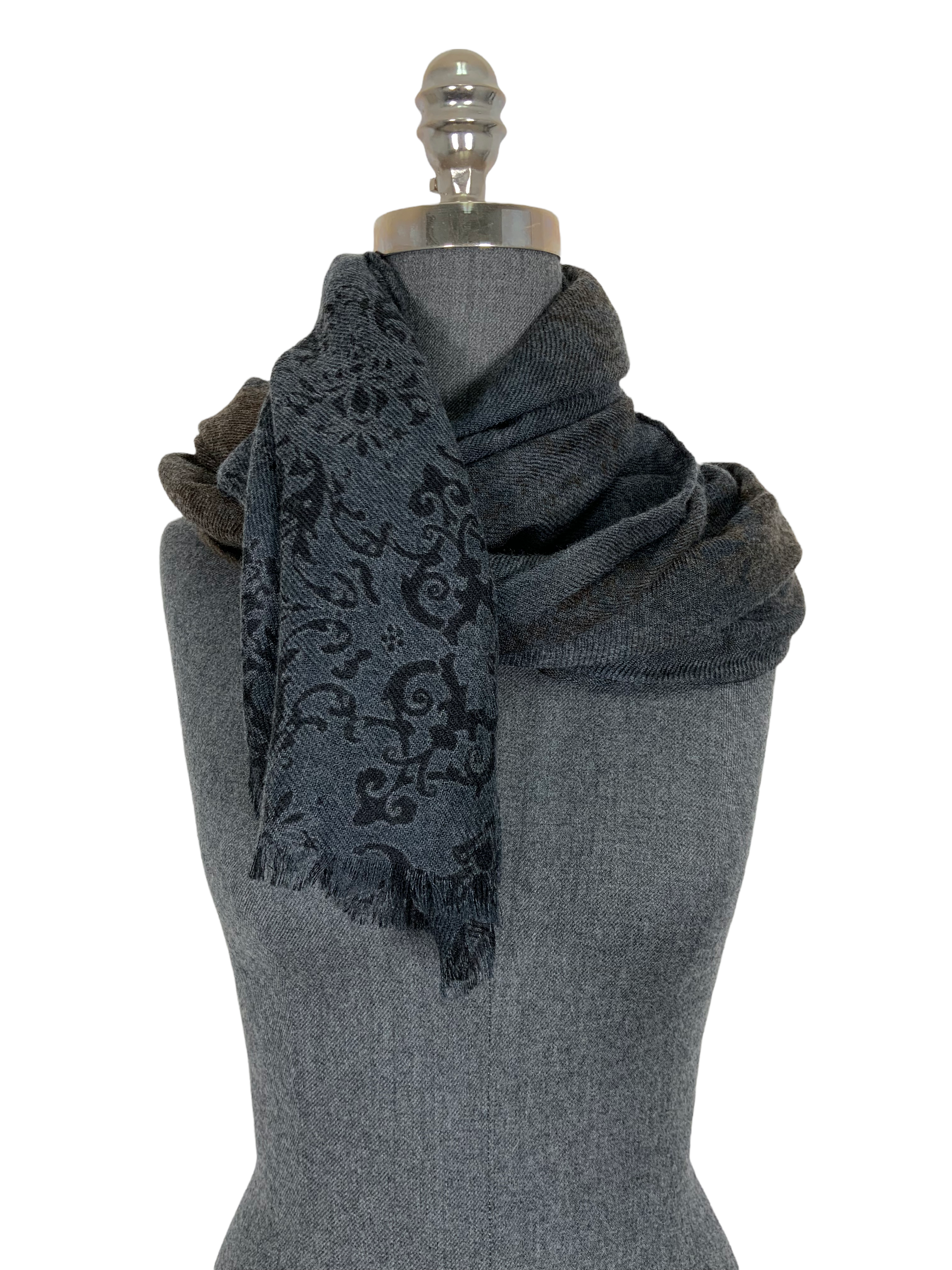 Loro Piana Floral Print Cashmere Scarf with Fringe - Soft Luxury Wrap for Women, Perfect for Winter Fashion, Office & Evening Outfits