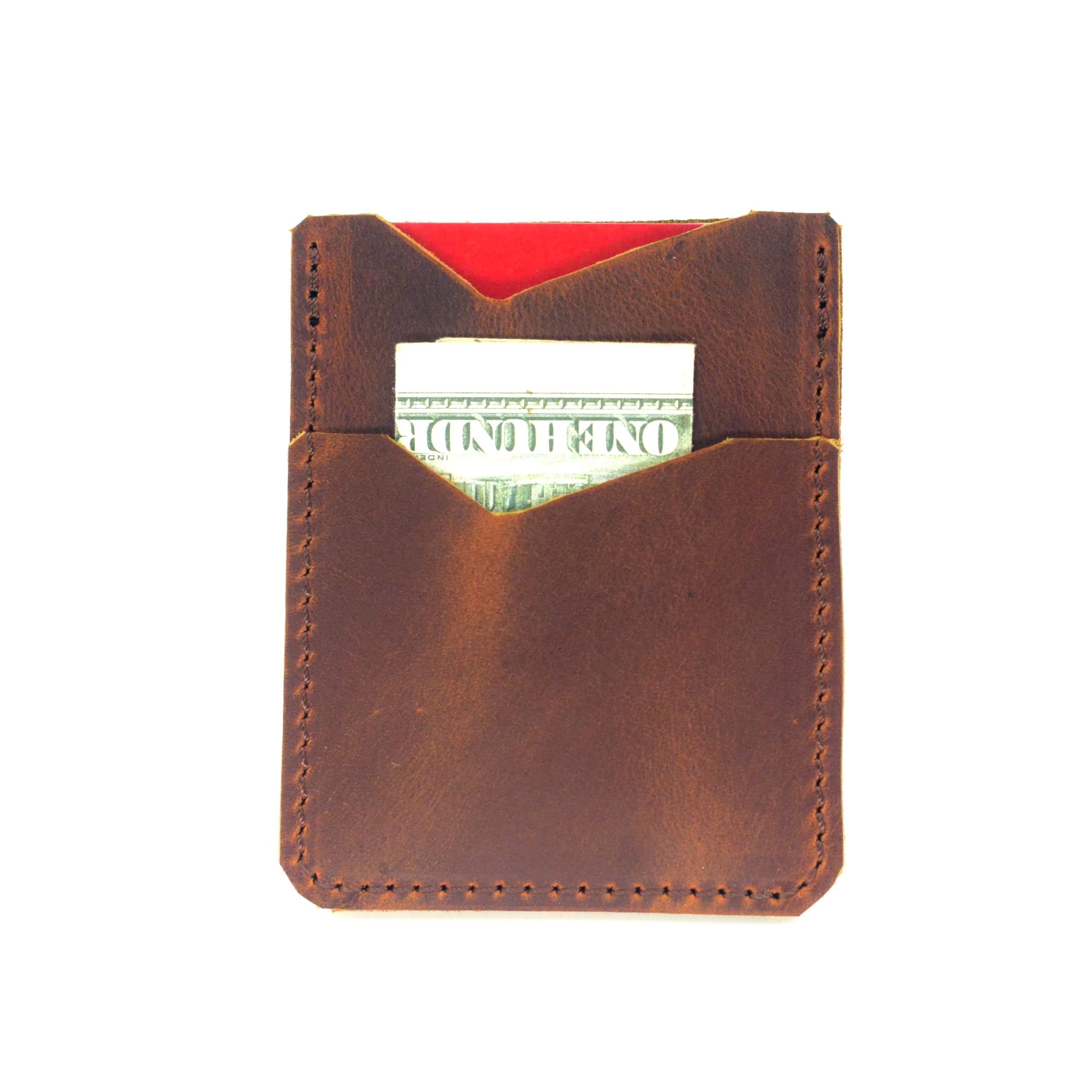JJNUSA Slim Front Pocket Card Holder for Men & Women - Minimalist Leather Wallet with RFID Protection - Distressed Brown Genuine Leather - Perfect for Travel, Business & Everyday Use (Brown)