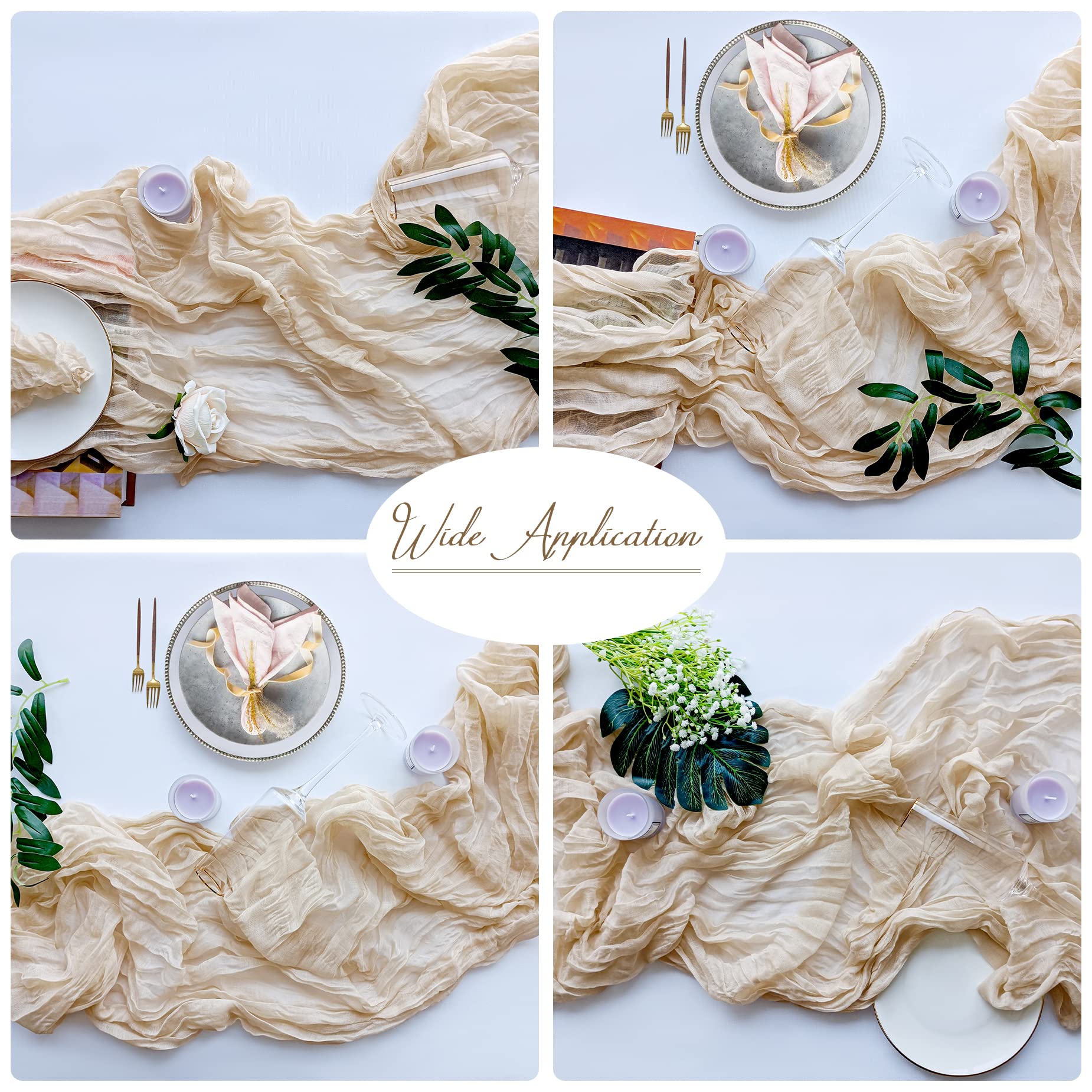 2 Pack Ivory Cheesecloth Table Runners - 10Ft Gauze Boho Wedding Decor for Bridal Showers, Baby Showers & Birthday Parties | Perfect for Easter Decorations, Arch Backdrops & Rustic Table Settings
