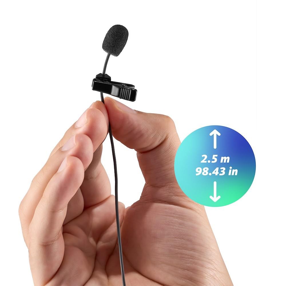 Joby Wavo Lav PRO Professional Omnidirectional Lavalier Microphone - Pro-Grade Miniature Capsule, Wearable Clip-On Mic for Camera, Smartphone, DSLR - Perfect for Vlogging, Live Streaming, Interviews & Podcasting - 2.5m Black Cable (Ideal for Content Creators, YouTubers & Broadcasters)