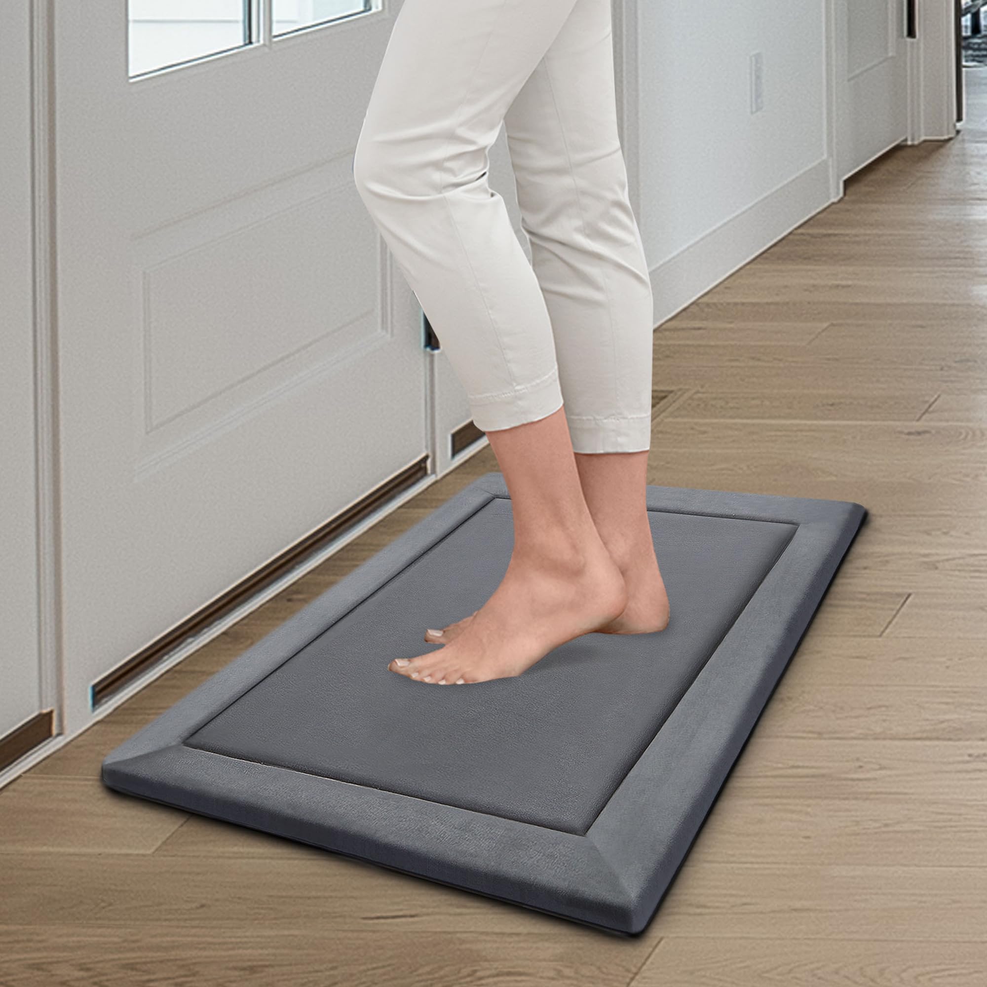 MICRODRY Memory Foam Area Rug - 2'x3' Dark Grey Non-Slip Microfiber Carpet with Built-in Pad for Living Room, Bedroom & Kids Room | Stain & Fade Resistant | Soft & Durable Floor Mat for Home Decor, Yoga & Play Areas