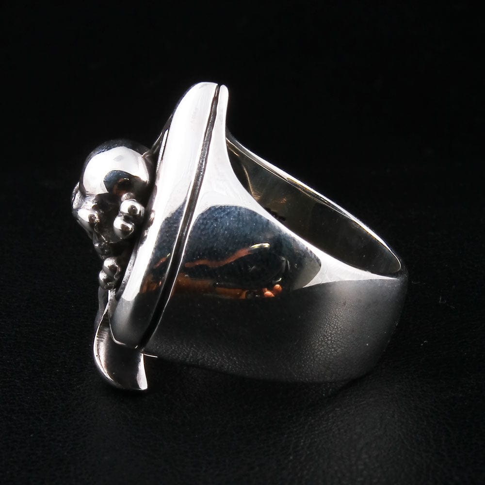 Skull Crossbones Spade Sterling Silver Biker Ring for Men - Gothic Punk Jewelry for Motorcycle Riders & Rock Music Fans - Perfect for Biker Gangs, Concerts & Edgy Fashion