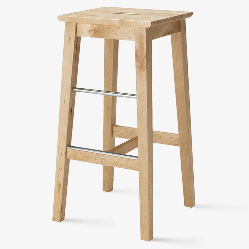 Solid Wood Bar Stool - 74cm High Portable Stool for Kitchen, Coffee Shop & Home Decor - Natural Wood Color - Durable & Stylish Seating Solution