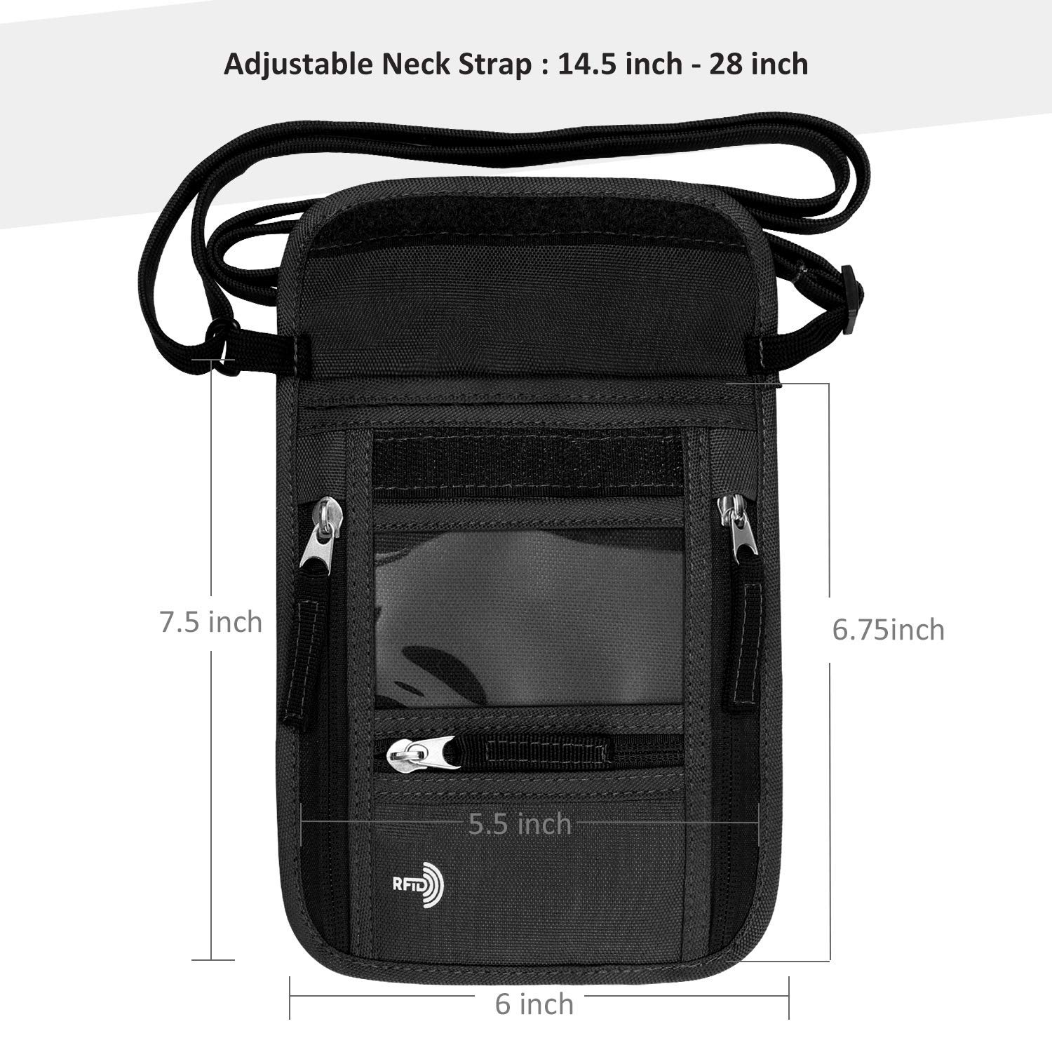 Premium PU Leather Passport Holder & Neck Wallet Travel Set - RFID Blocking Security for International Trips, Vacations & Airports