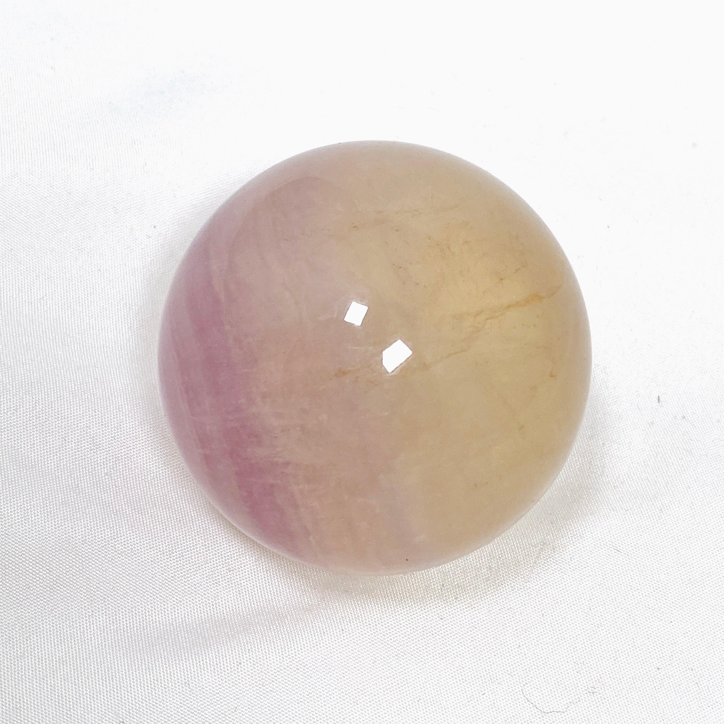 Natural Pink and Yellow Fluorite Crystal Sphere - 12