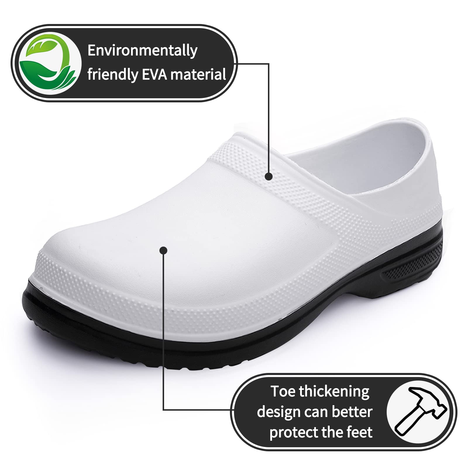 Mnplciea Professional Chef Shoes for Men - Oil Resistant Waterproof Safety Work Shoes with Non-Slip Sole - Ideal for Nurses, Gardeners & Kitchen Staff - Perfect for Indoor & Outdoor Use in Restaurants, Hospitals & Landscaping