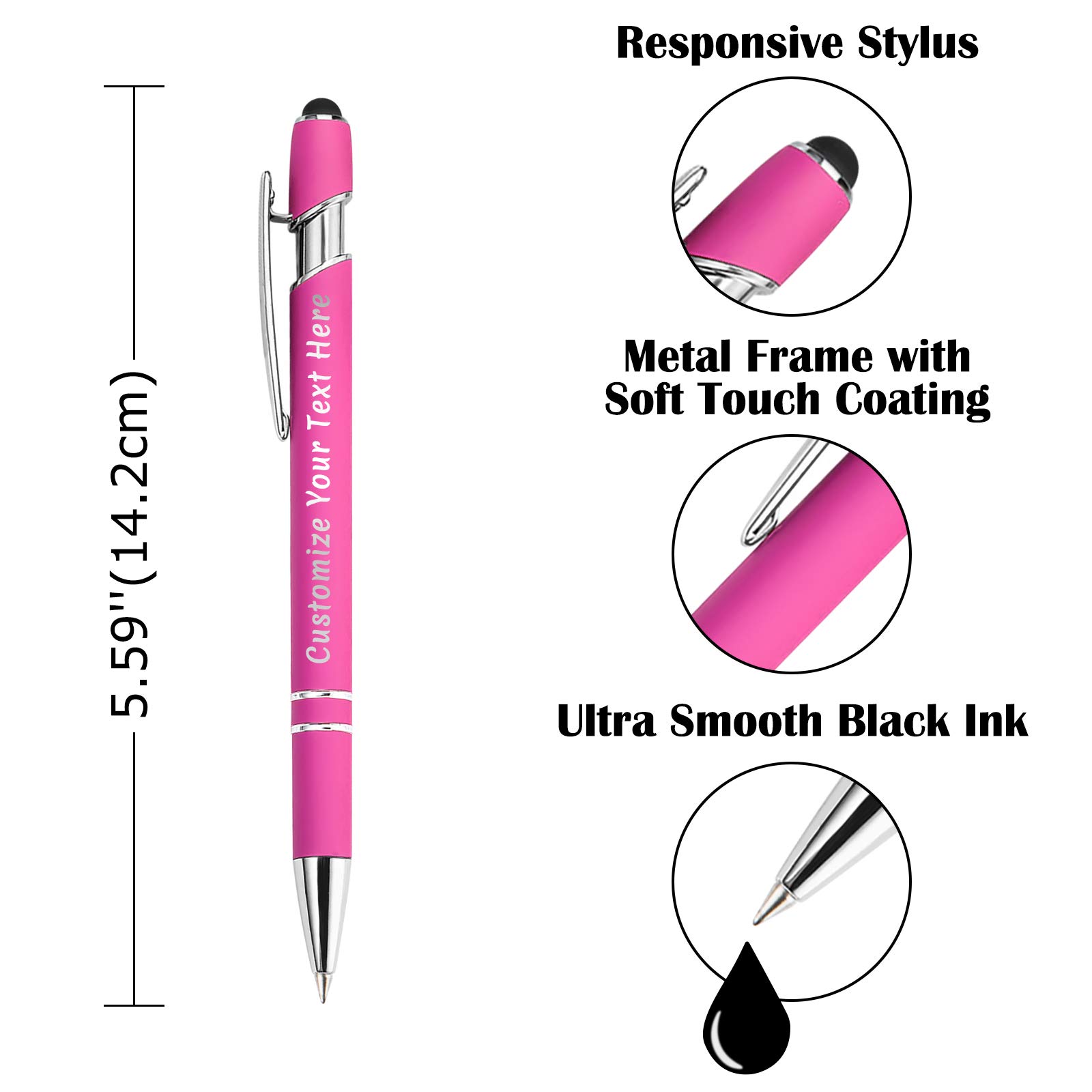216 Personalized Engraved Pens Bulk with Stylus - Custom Metal Pens for Graduation, Birthday, Boss & Teacher Gifts - Engrave Name, Logo or Message - Soft Touch Light Green - Perfect for Office, School & Corporate Events