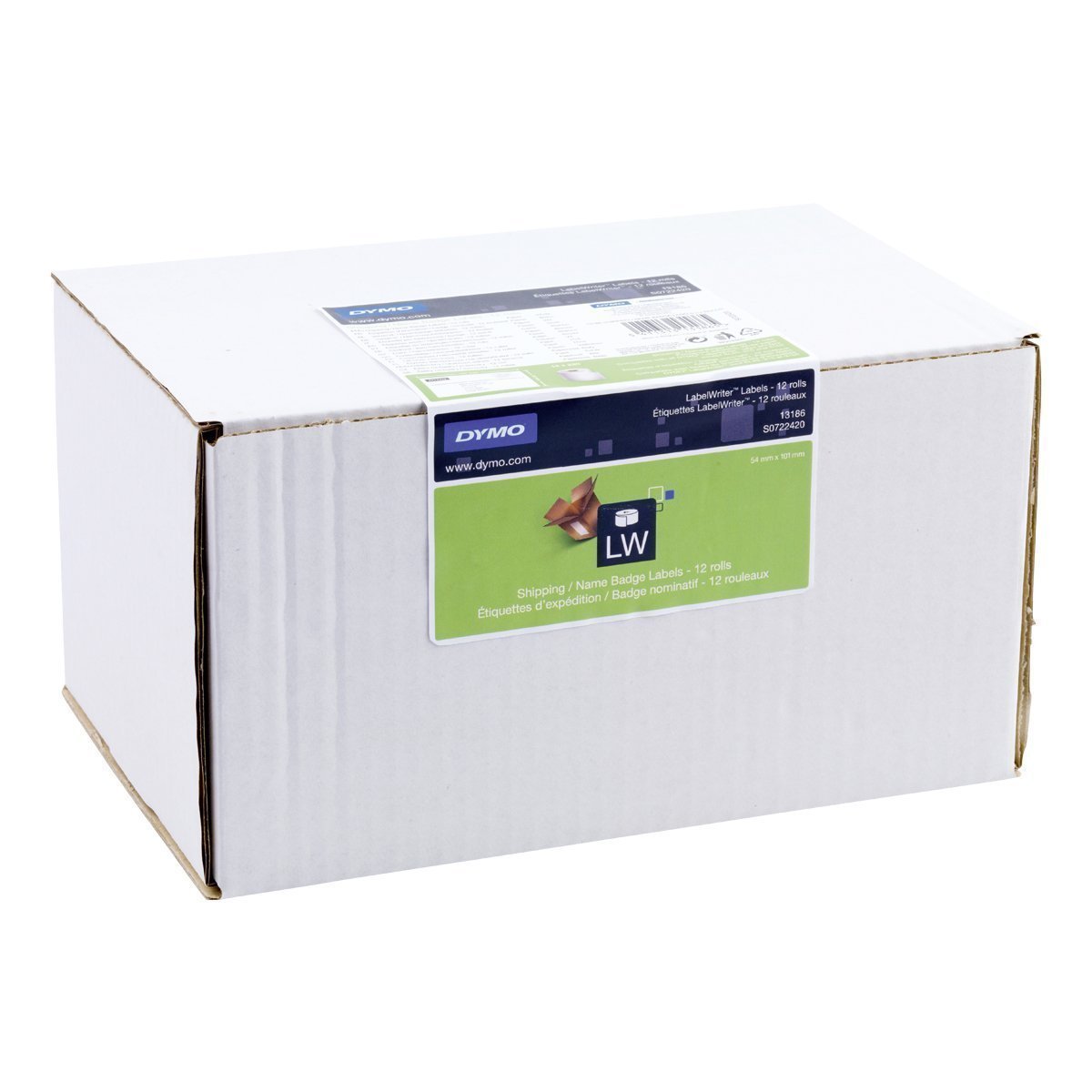 DYMO 54mm x 101mm LW Large Shipping Labels & Name Badges - 12 Rolls of 220 (2,640 Easy-Peel Labels) - Self-Adhesive Compatible with LabelWriter Printers - Authentic Black & White - Perfect for Ecommerce, Warehouse & Office Organization