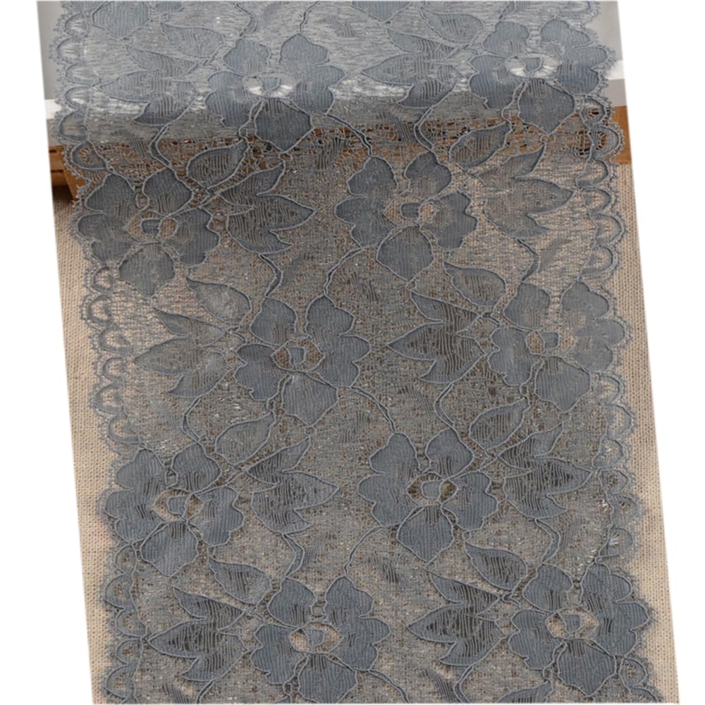 6.2 Inch Stretch Lace Trim Floral Embroidered Elastic Fabric - 5 Yards Dark Gray for DIY Sewing, Wedding Dress, Costume Design & Craft Supplies | Perfect for Bridal Gowns, Lingerie, Scarf Edging & Home Decor Projects