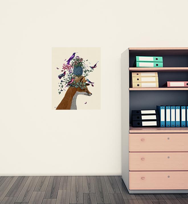 Fox Birdkeeper With Pineapple Wall Sticker - Decorative Wall Art for Home, Nursery & Office - Perfect for Bird Lovers & Tropical Decor