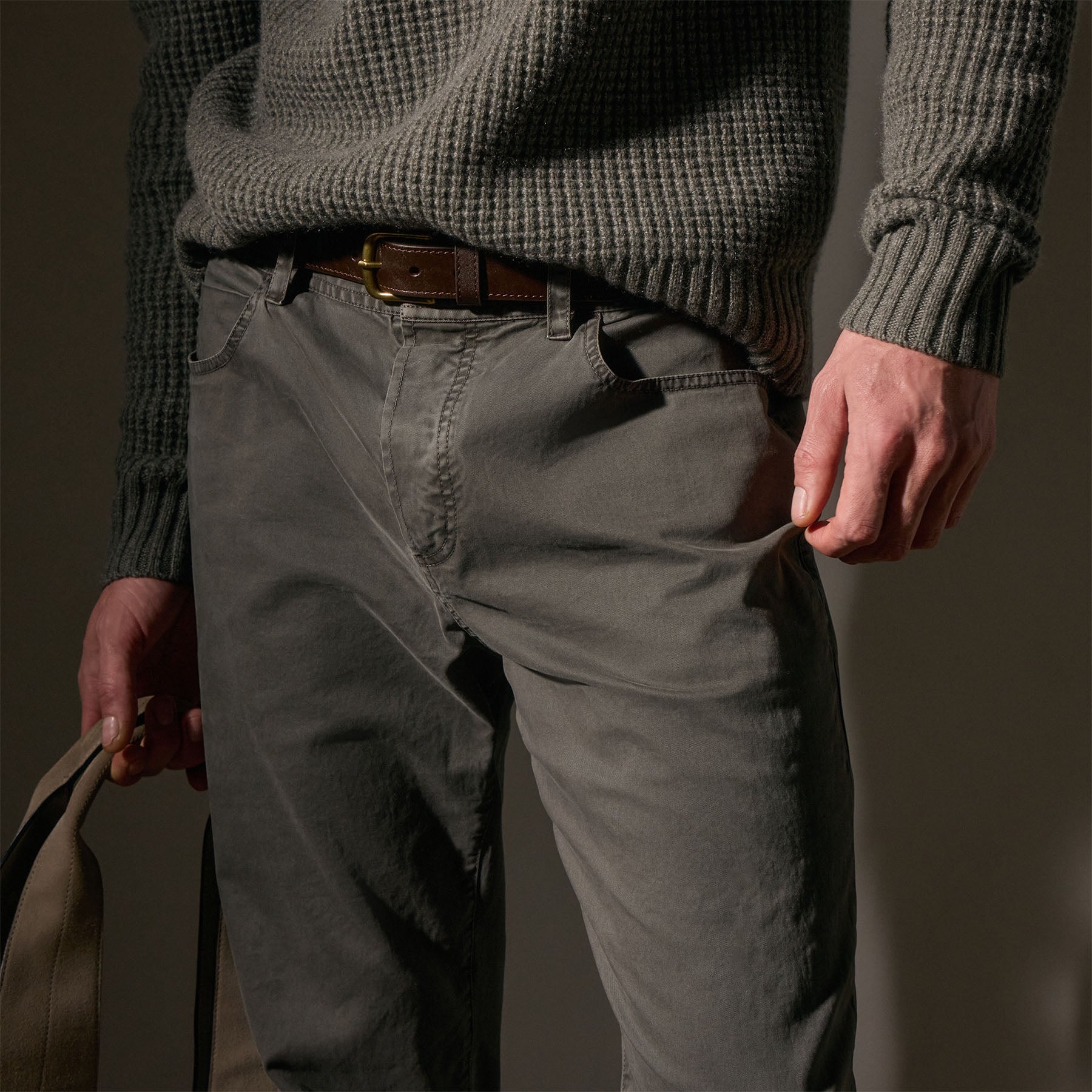 Men's Brushed Twill 5-Pocket Pants in Granite Pigment - Comfortable Casual Wear for Work & Everyday Outfits