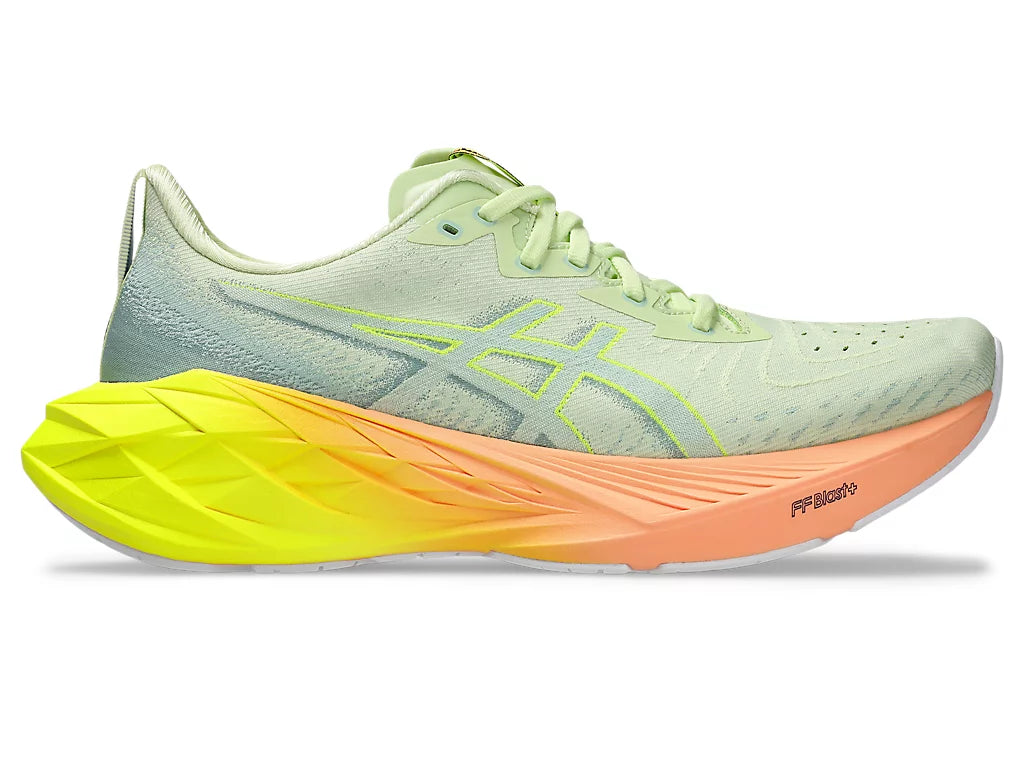 ASICS Men's NOVABLAST 4 Running Shoes - Lightweight Cushioned Sneakers for Jogging & Training | Cool Matcha/Safety Yellow Colorway | Perfect for Road Running, Gym Workouts & Daily Wear