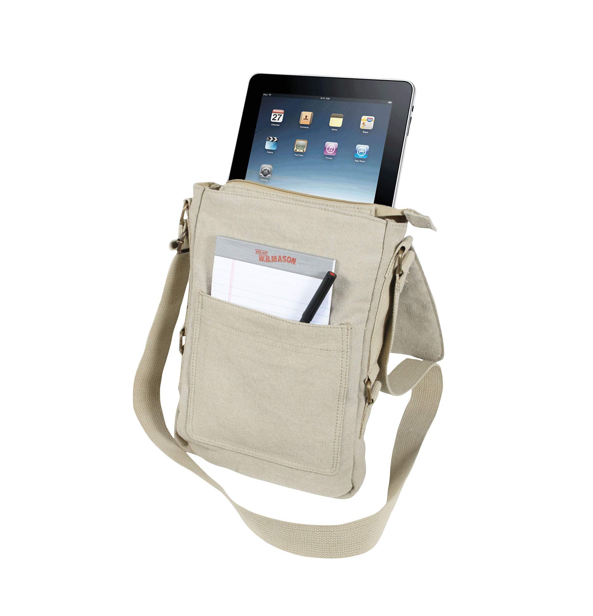 Rothco Vintage Canvas Tech Bag - Durable Khaki Laptop & Tablet Organizer for Travel, Work & School - Perfect for Business Trips, Commuting & College Essentials