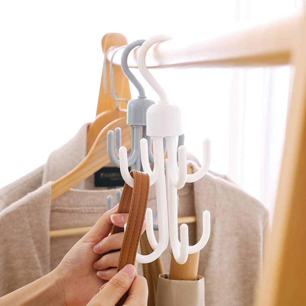 BESPORTBLE 2-Pack 360° Rotating Hanging Hooks - Multi-Purpose Scarf, Tie, Hat & Wardrobe Organizer - Space Saving 2-Tier Rotating Hook for Closet, Cupboard & Dorm Room Organization