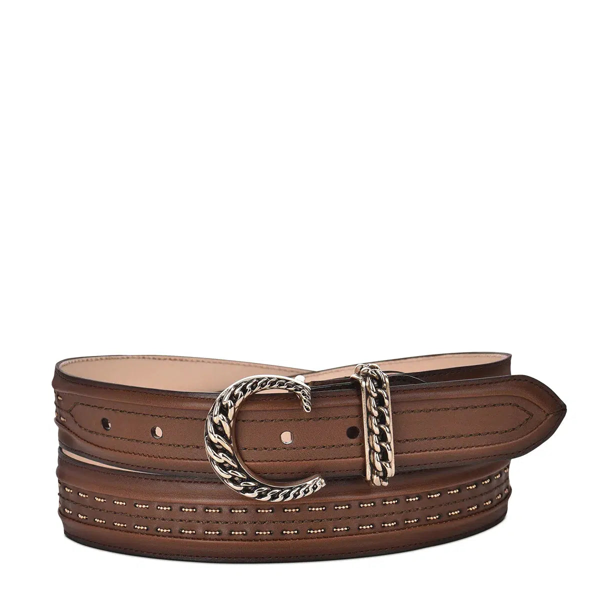 Cuadra Honey Casual Western Leather Belt for Women - Stylish Brown Genuine Leather Belt with Buckle - Perfect for Jeans, Dresses & Western Outfits