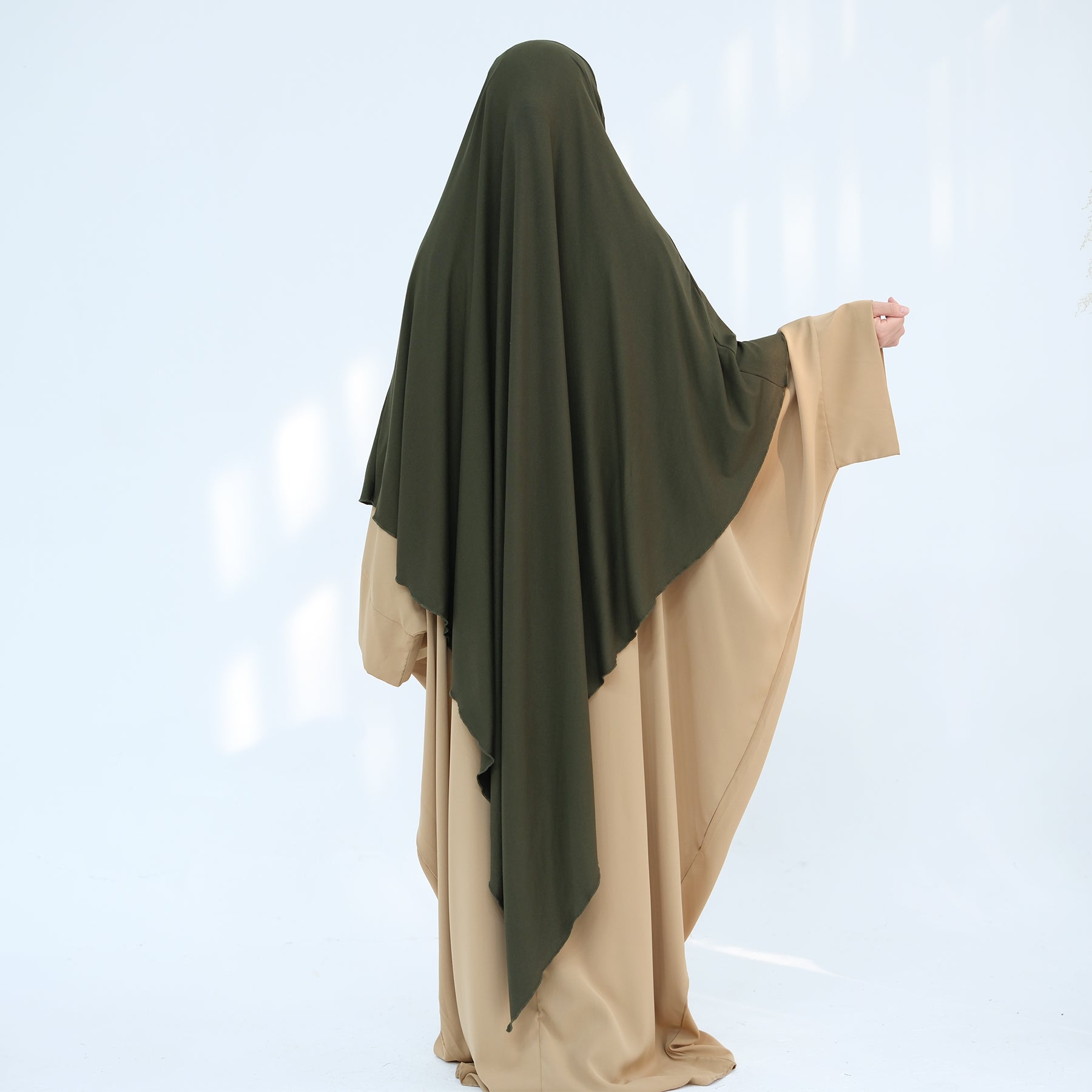 Modal Maxi Khimar Scarf - Soft Olive Green Muslim Prayer Shawl for Women | Perfect for Prayer, Hijab, and Modest Fashion