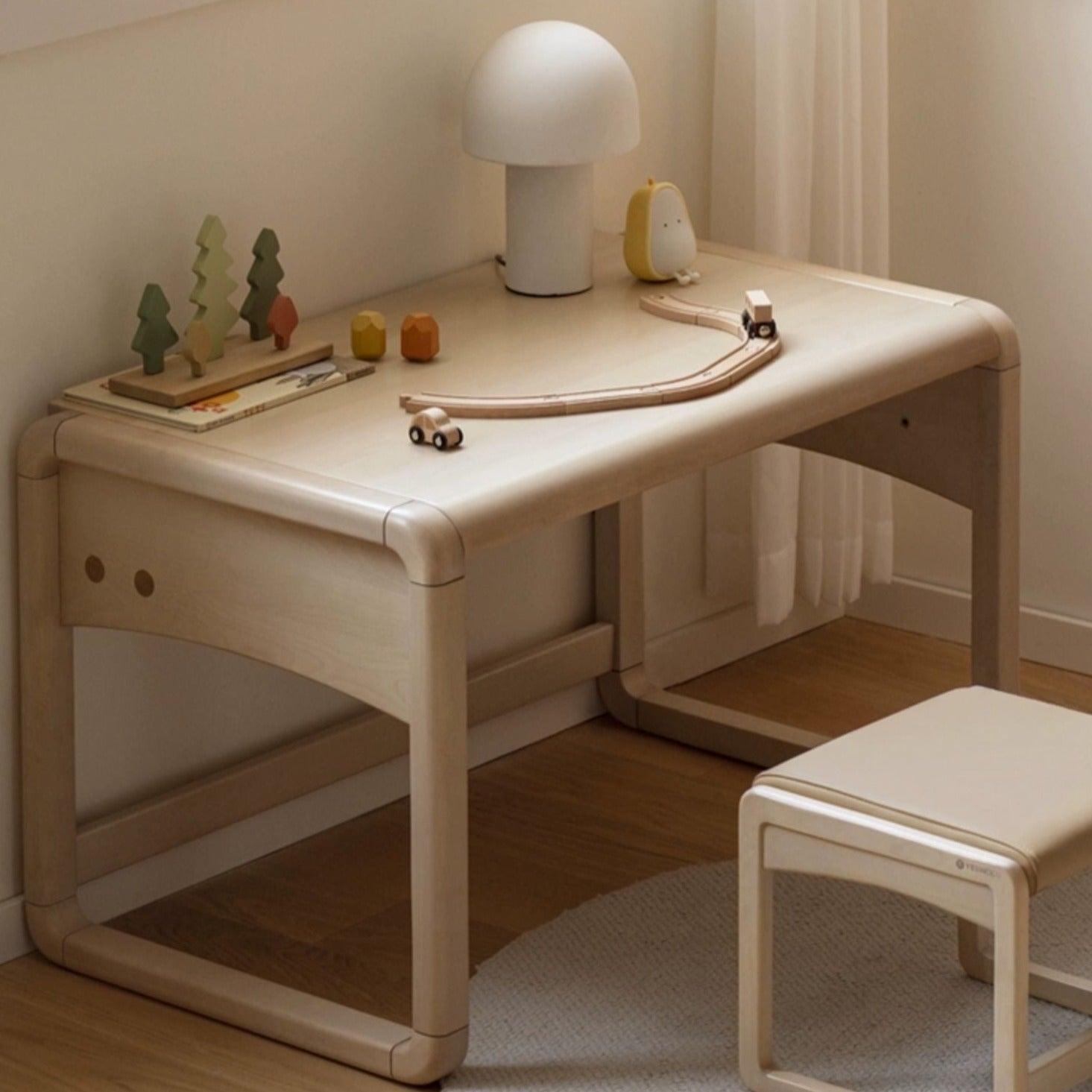 Handmade Solid Birch Wood Children's Writing Desk - Kids Study Table for Home & Classroom Learning Activities