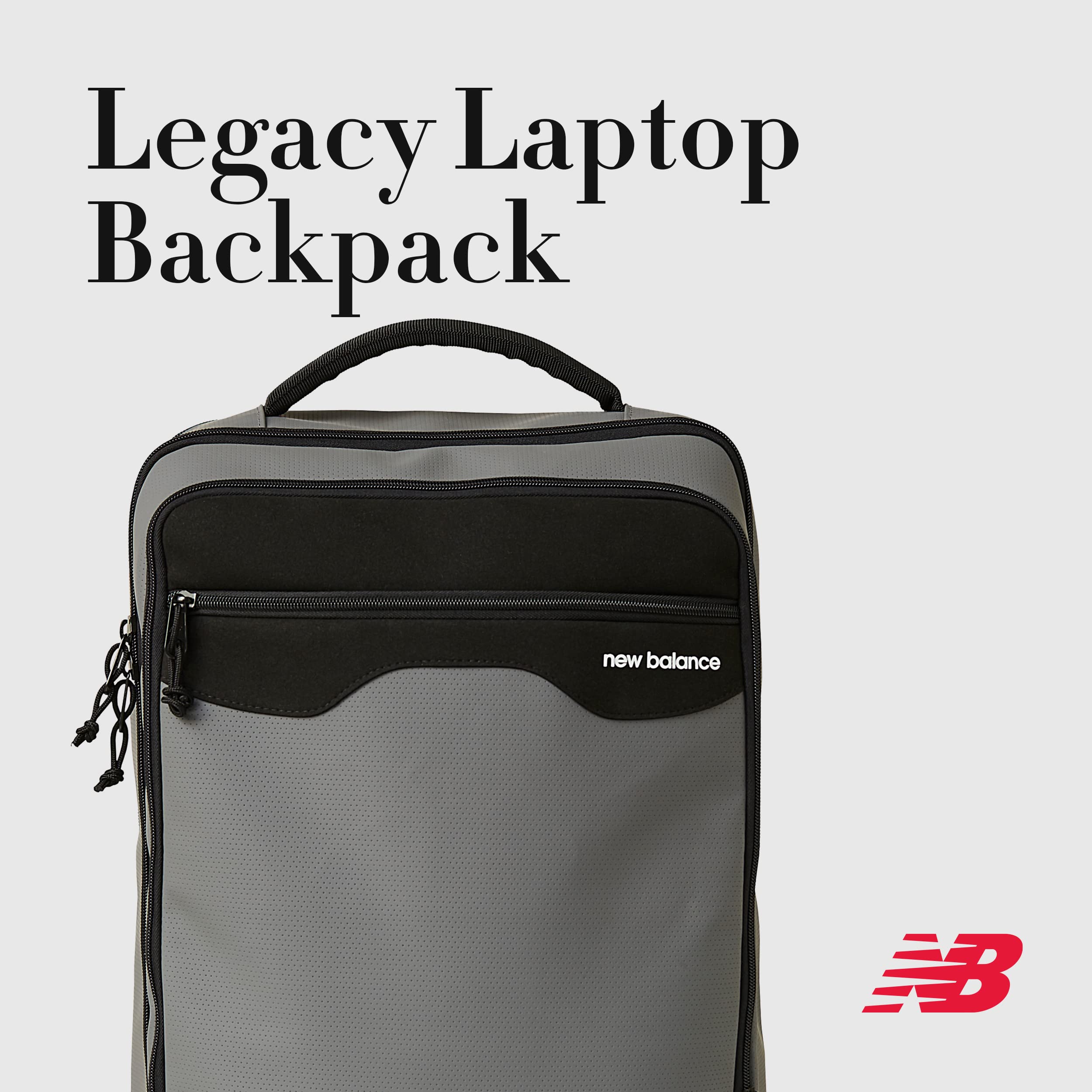 New Balance Grey One Size Backpack for School, Travel & Work - Lightweight & Durable Laptop Backpack with Multiple Pockets