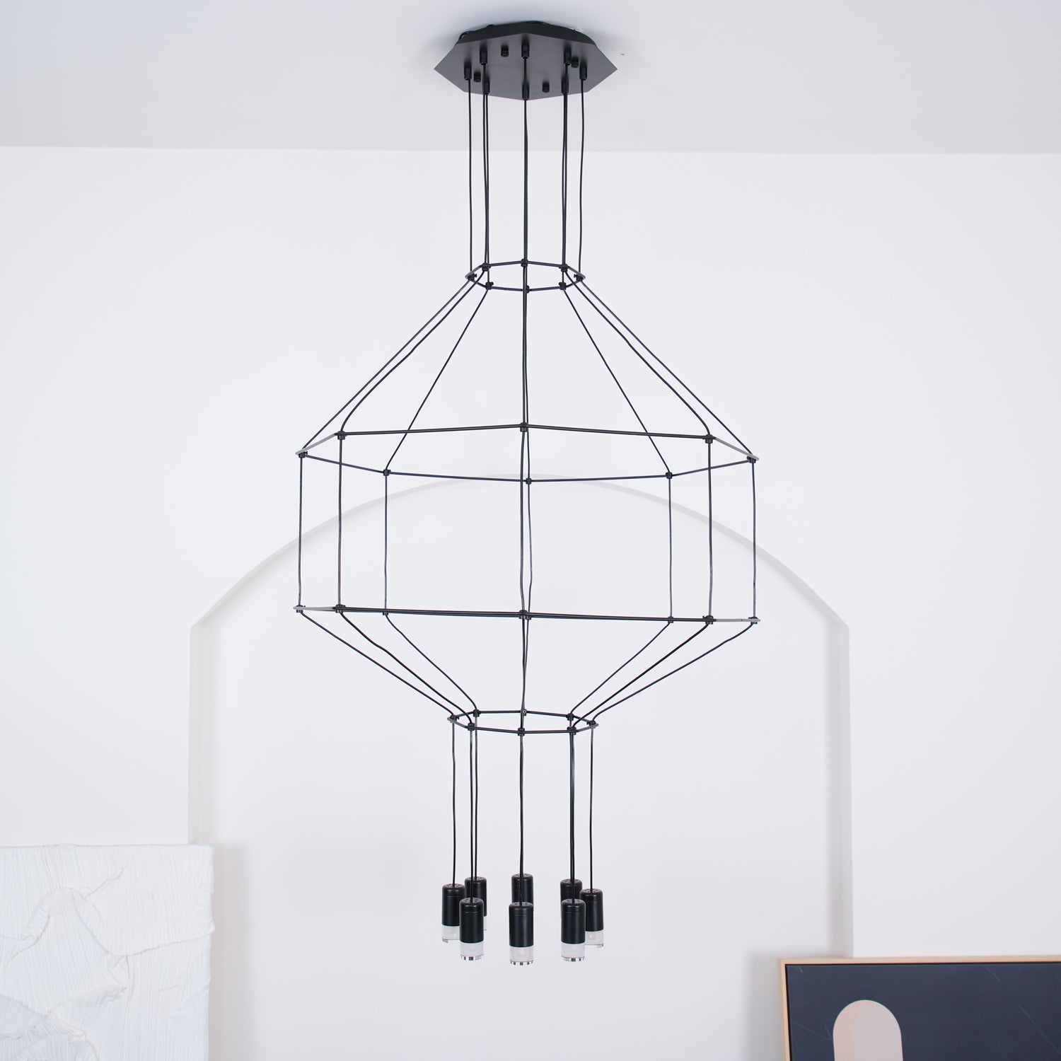 Modern Geometric Lines Pendant Light - Minimalist Ceiling Lamp for Dining Room, Kitchen Island & Living Room Decor