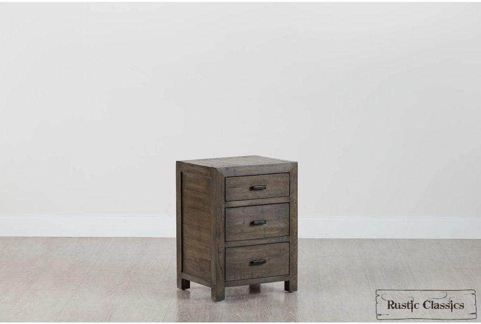 Whistler Grey Reclaimed Wood 3-Drawer Nightstand - Rustic Bedside Table for Bedroom, Living Room & Guest Room