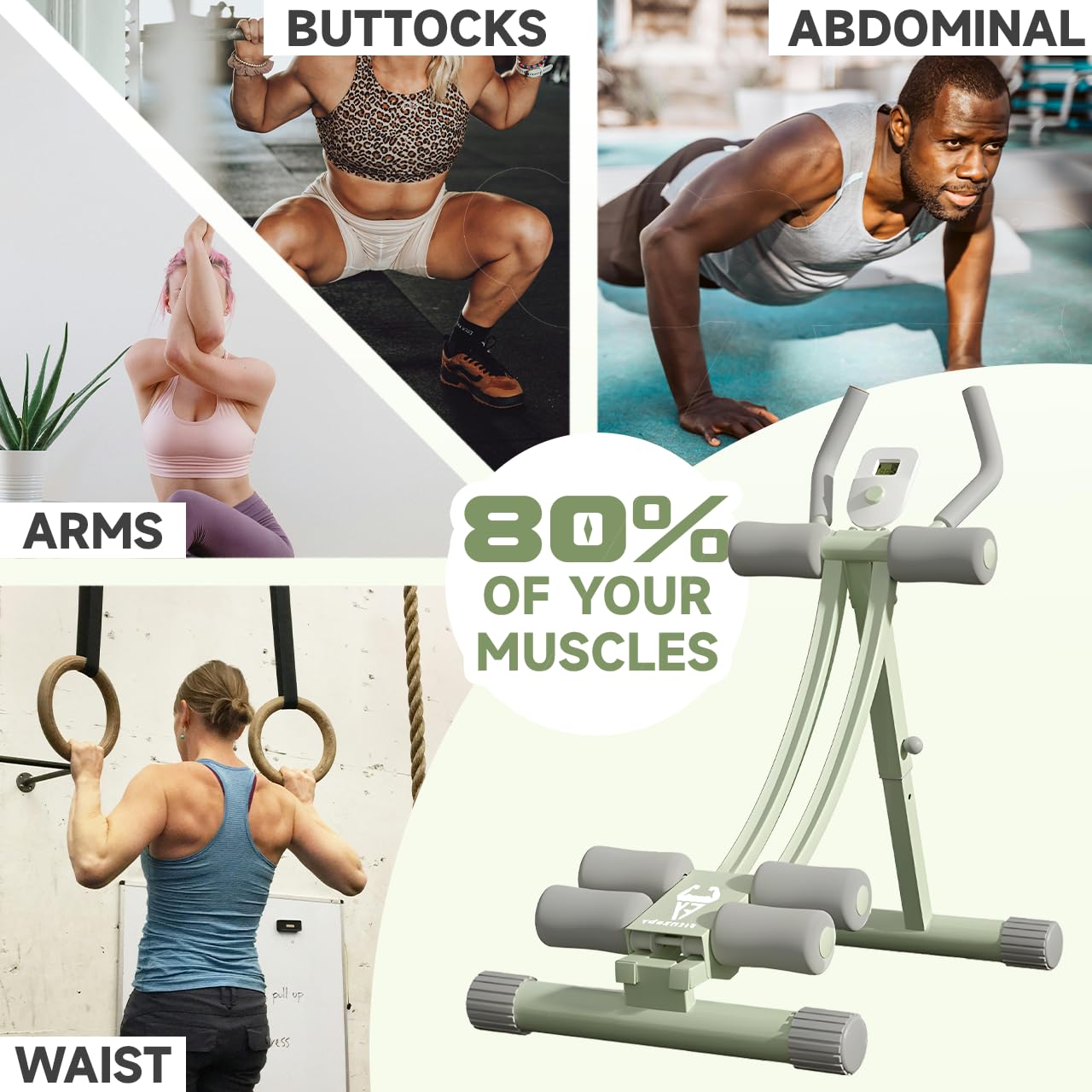 Adjustable Abdominal Trainer Machine for Home & Gym - Core Strength Training Equipment for Men & Women - Foldable Ab Cruncher for Effective Workouts | Perfect for Home Fitness, Office Exercises & Gym Training
