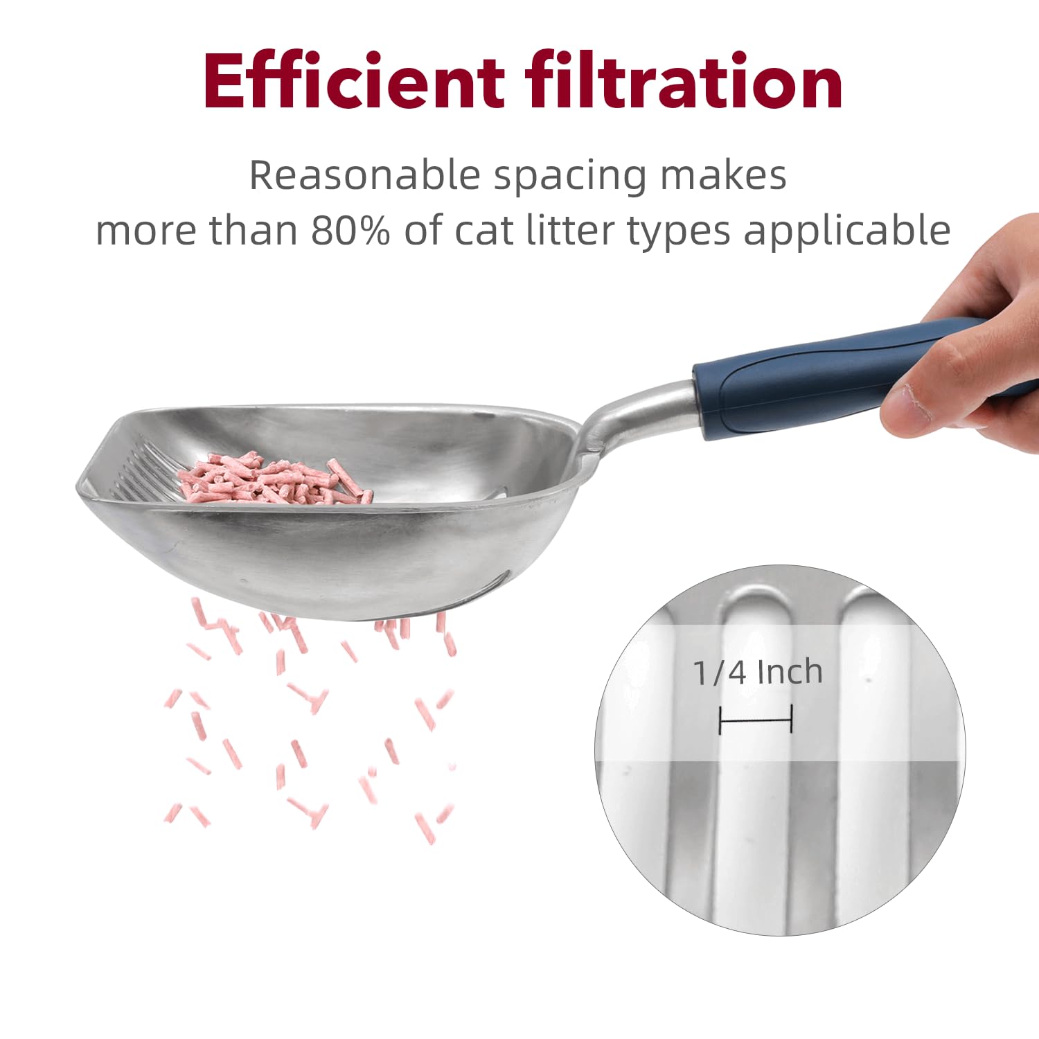 Premium Cat Litter Scoop - Heavy Duty Aluminum Alloy Sifter with Long Handle - Durable Kitty Pooper Scooper for Easy Waste Removal - Perfect for Litter Box Cleaning & Multi-Cat Households