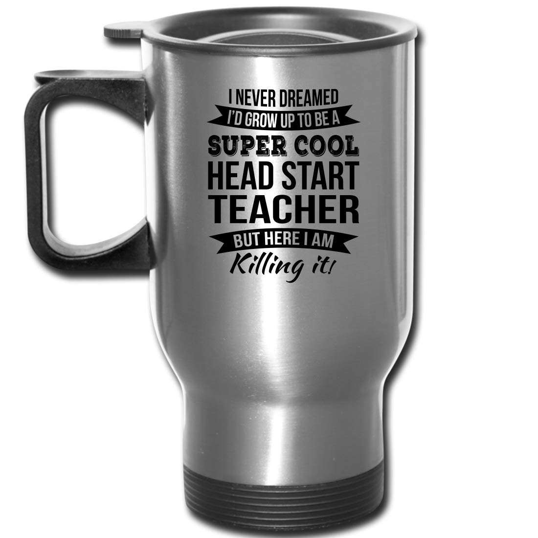 14oz Teacher Travel Mug - Silver Appreciation Gift for Men & Women - Perfect for Commutes & Classrooms