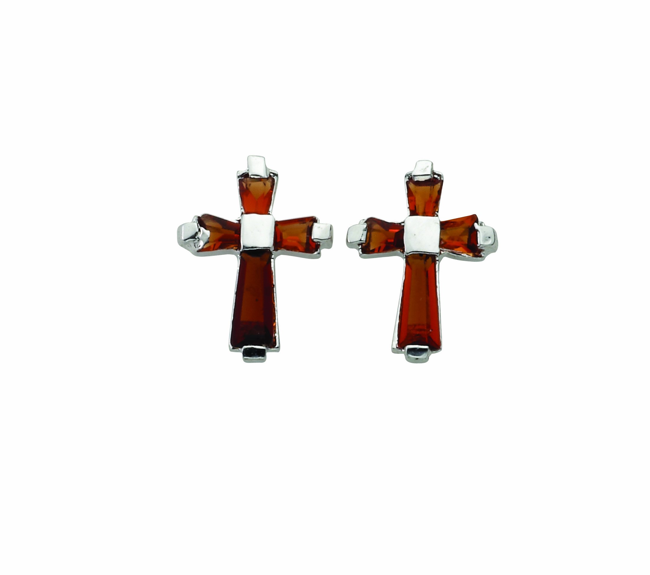 True Faith Jewelry Sterling Silver January Birthstone Crystal Cross Earrings - 3/8 Inch Dangle Earrings for Women, Perfect Gift for Birthday, Christmas & Religious Occasions