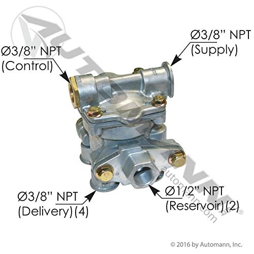 SEALCO Type 1 Spring Brake Control Valve - Heavy Duty Truck Air Brake System Component for Semi Trucks & Trailers - Perfect for Commercial Vehicle Maintenance & Repair