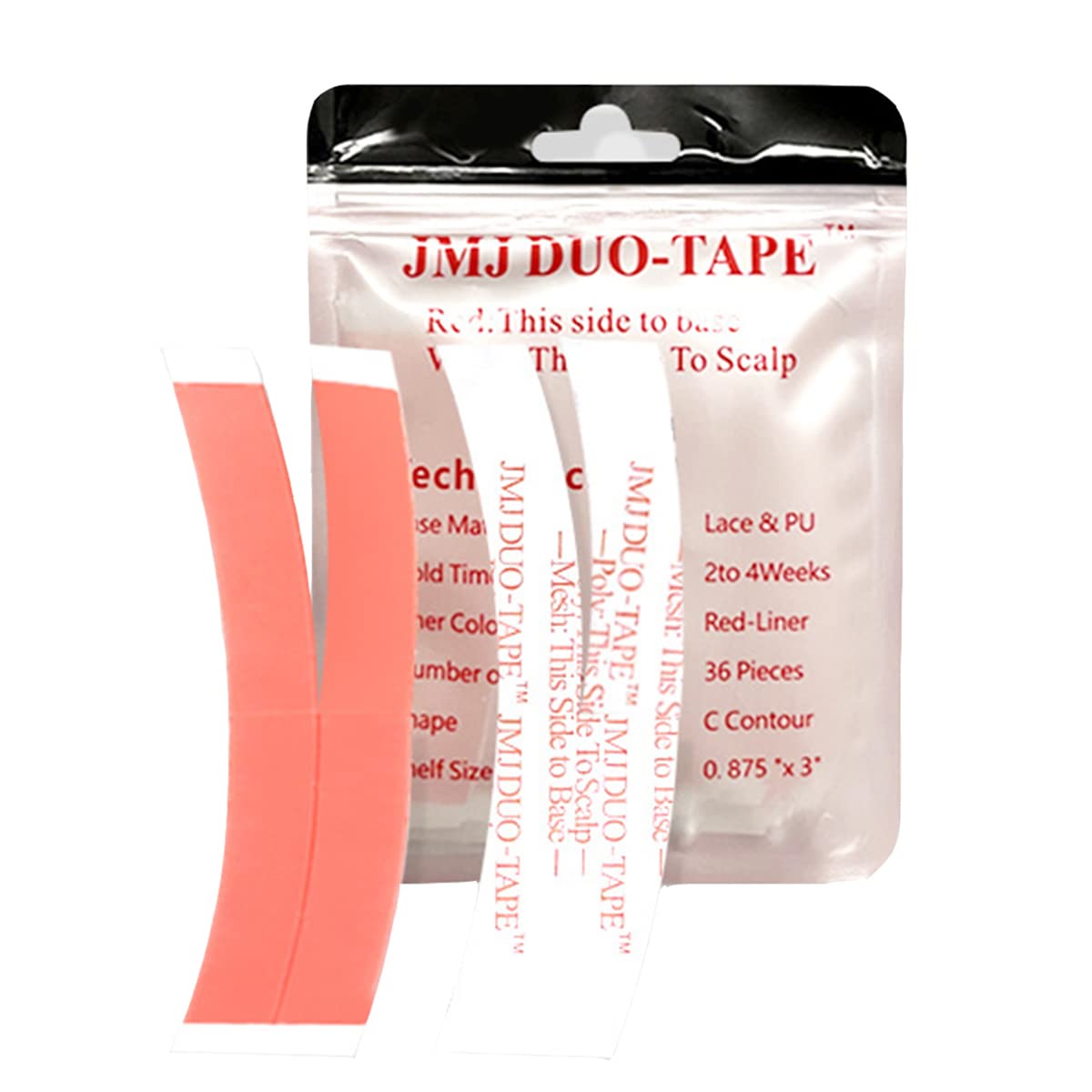 36-Piece C-Shape JMJ Duo-Tac Tape for Wigs & Toupees - Strong Hold Hair Adhesive for Walker Tape - Ideal for Daily Use, Cosplay, and Hair Extensions