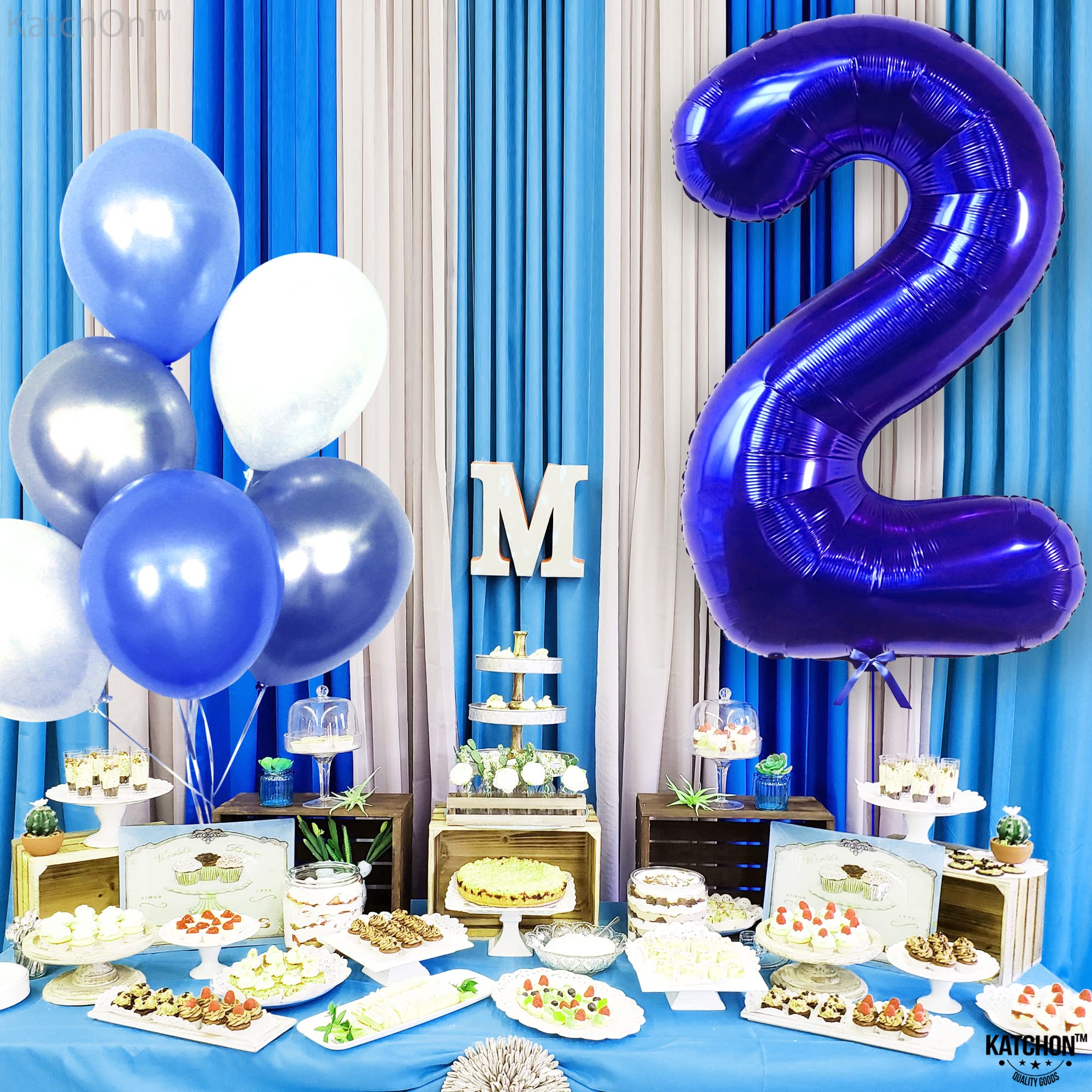 KatchOn Giant 40 Inch Royal Blue Number 2 Balloon - Baby Shark Themed 2nd Birthday Decorations for Boys | Perfect for Birthday Parties, Baby Showers & Anniversary Celebrations
