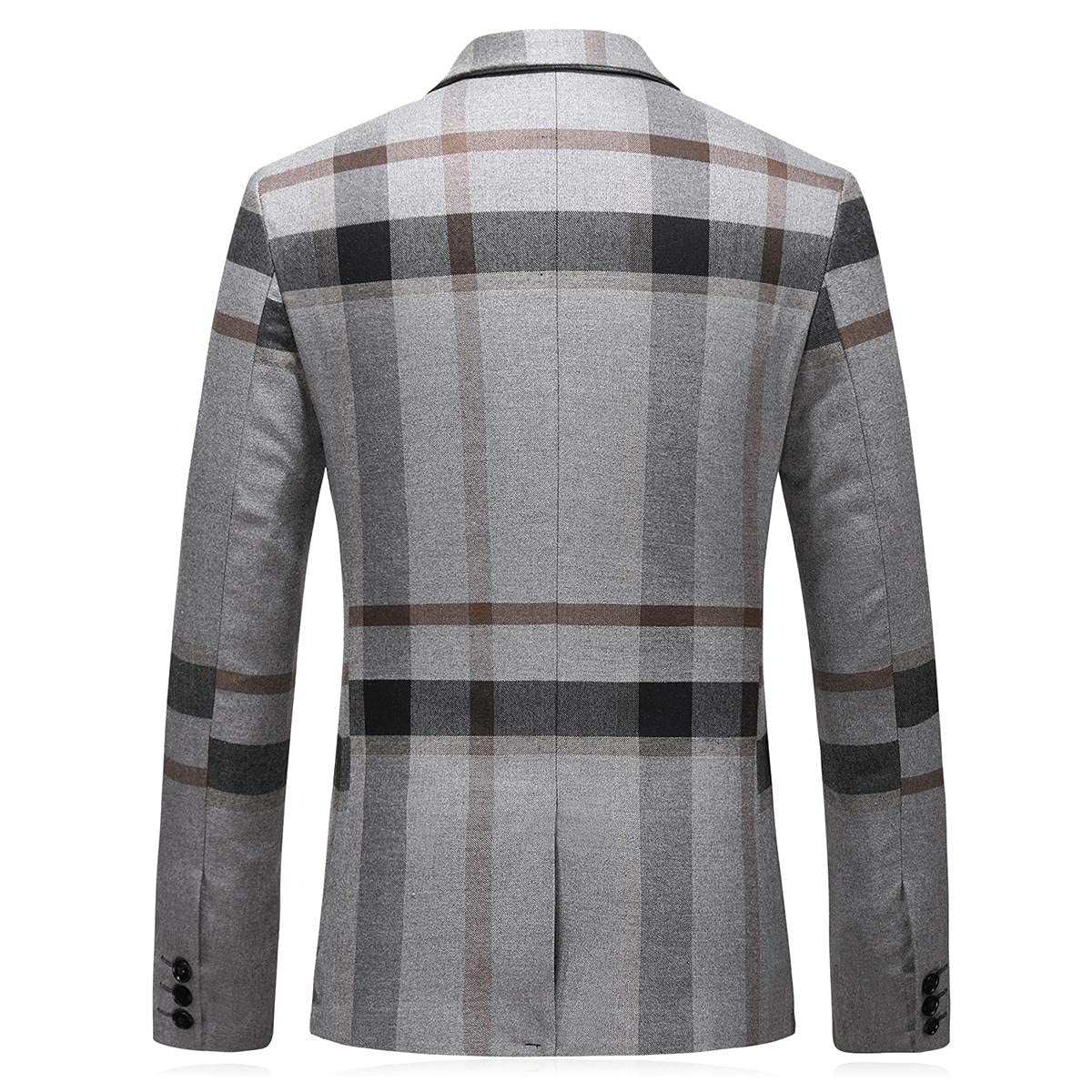 Men's 3-Piece Check Plaid Suit Set - Single Breasted One Button Jacket with Vest & Pants | Formal Business Attire, Wedding, Prom, Party Tuxedo Blazer Outfit for Special Occasions
