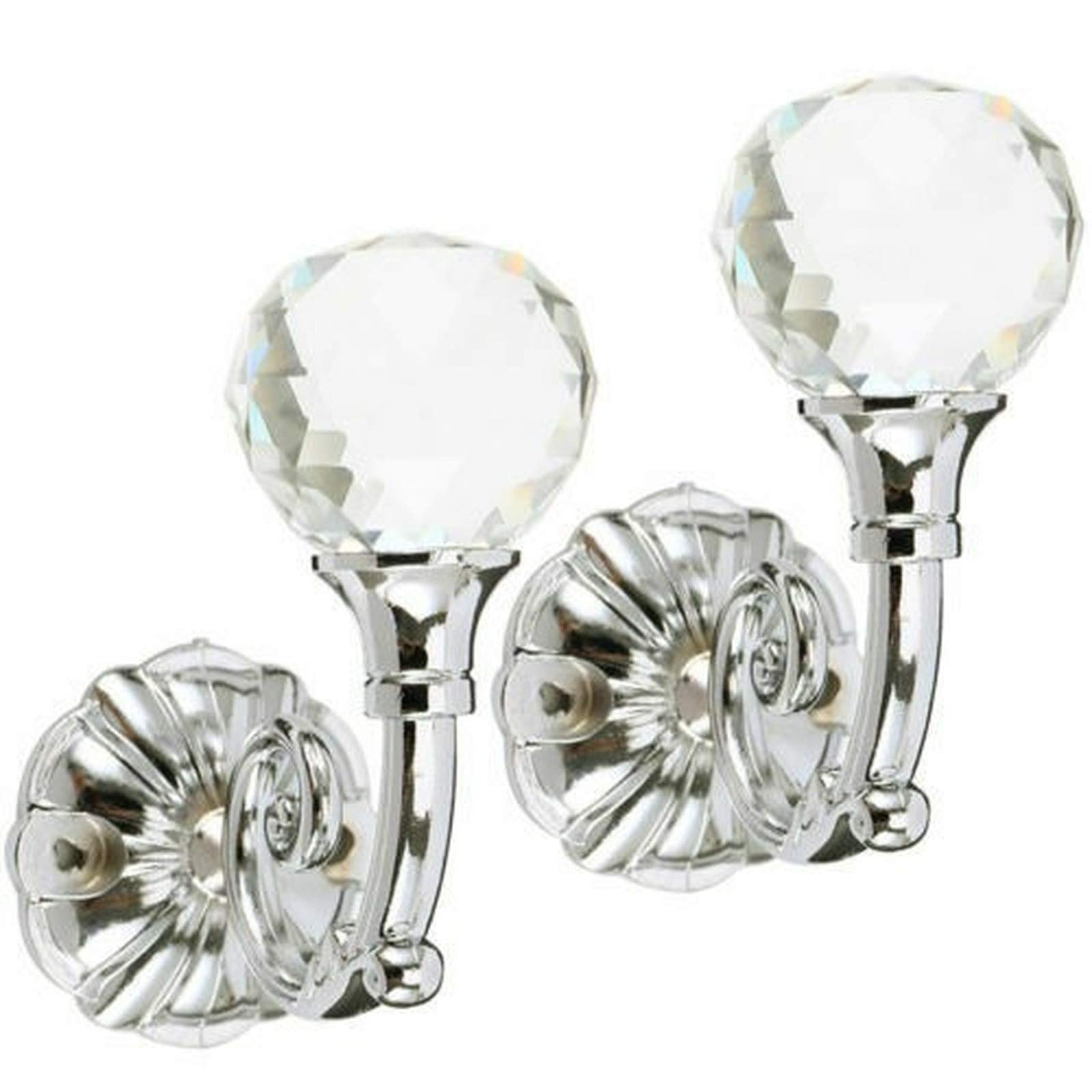 2X Metal Crystal Ball Curtain Tie Backs - Elegant Door & Wall Hooks with Tassel for Drapes, Valances & Sheers - Perfect for Living Room, Bedroom & Window Decor (Gold/Silver)