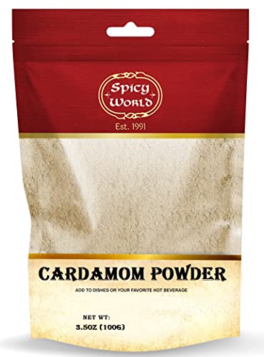 Organic Ground Cardamom Powder 3.5oz (100g) - Premium Spice for Baking, Chai Tea & Indian Cooking - Gluten-Free & Non-GMO - Perfect for Desserts, Coffee & Curry Recipes