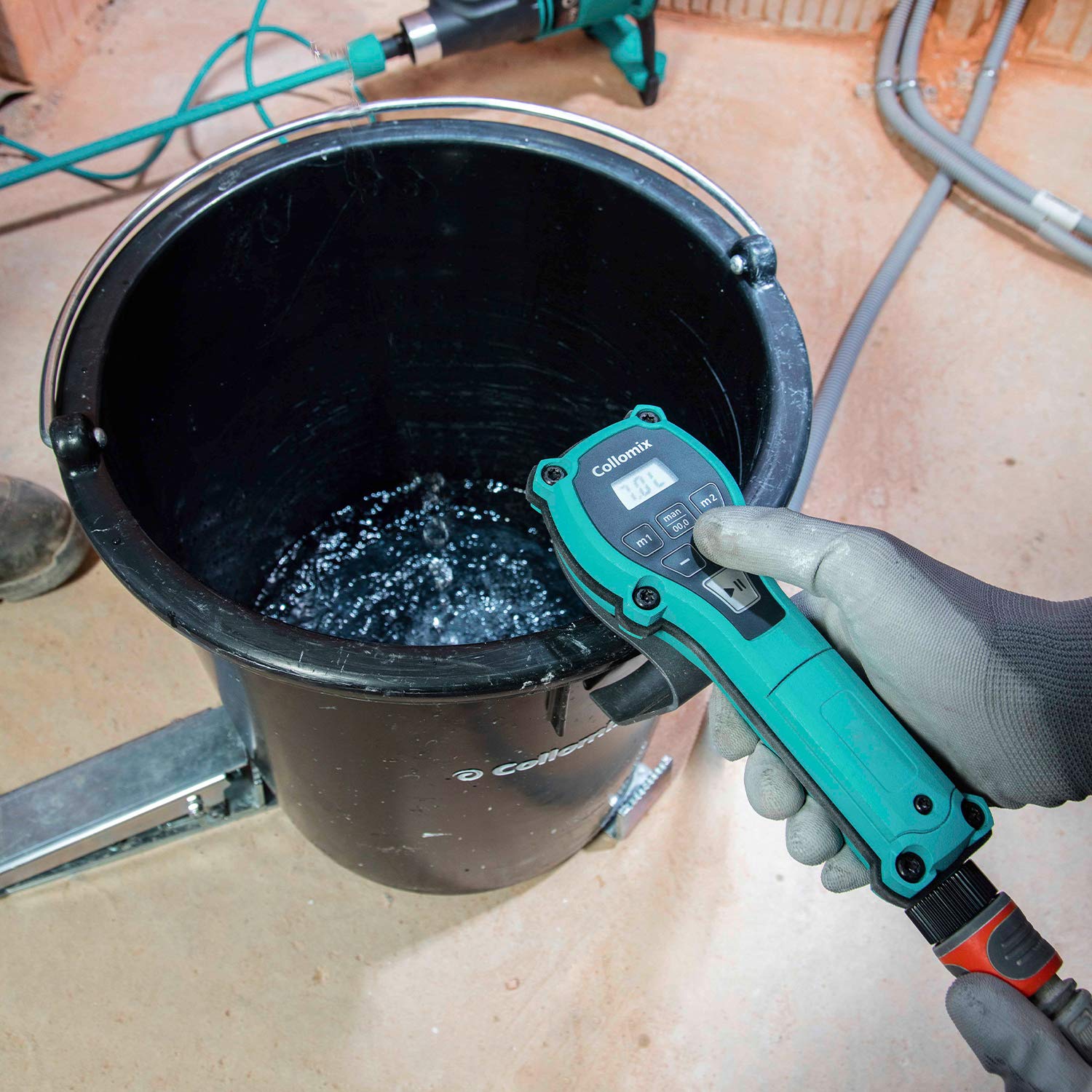 COLLOMIX Water Dosing Device - AQiX Precision Water Meter for Construction Material Mixing with Auto Flow Stop & 3/4