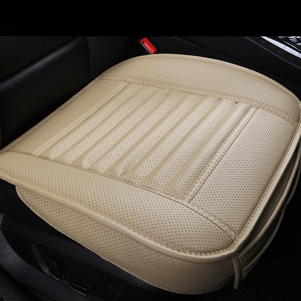 Breathable PU Leather Car Seat Covers - Anti-Slip Bottom, Ventilated Comfort for Cars, SUVs & Trucks | Youghuen Auto Seat Protector Cushion Pad (Beige) | Perfect for Road Trips, Commuting & Family Travel