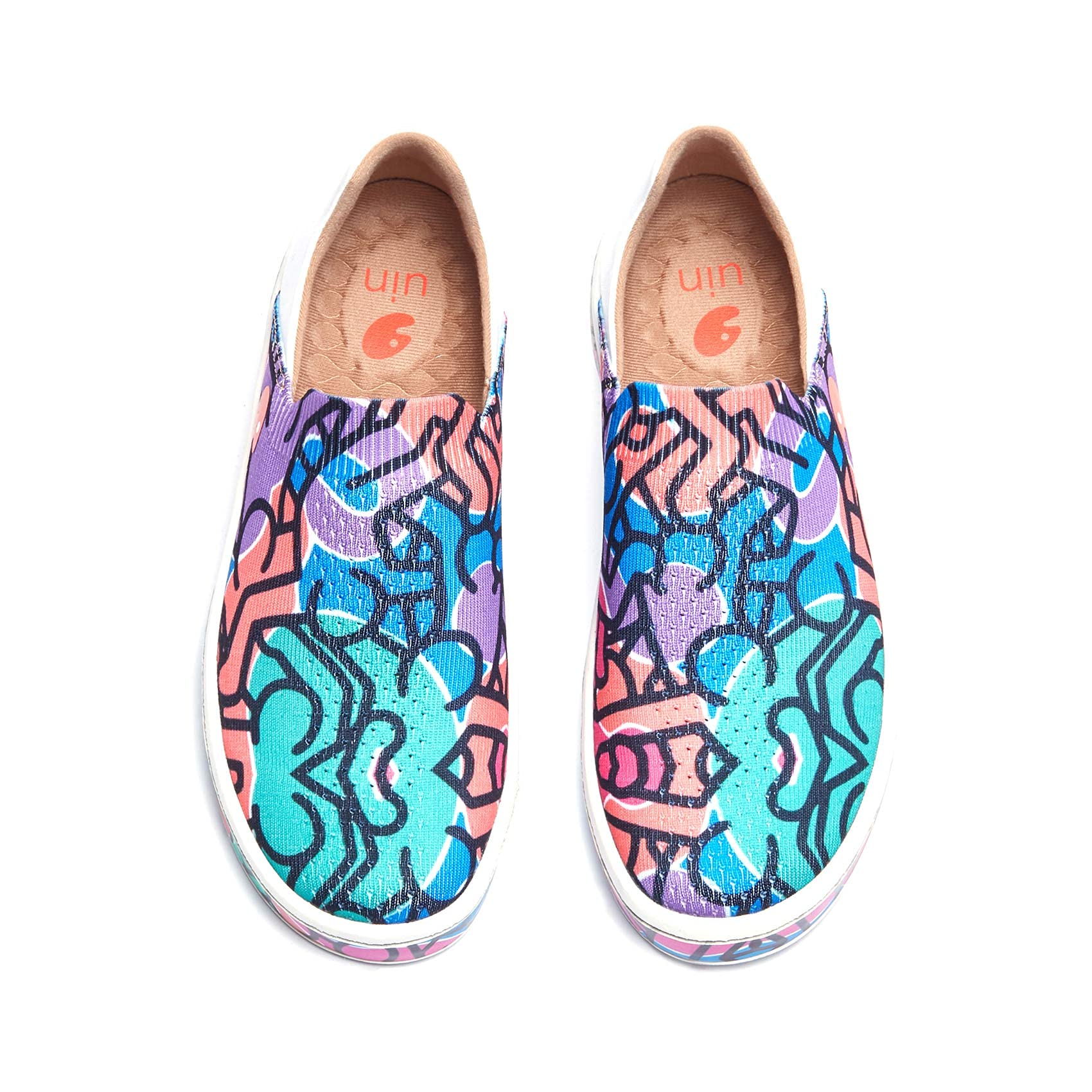 UIN Women's Fashion Sneakers - Lightweight Walking Shoes, Casual Slip On Athletic Shoes with Artistic Painting Design, Comfortable Travel & Skate Shoes (Las Ramblas Collection) - Perfect for Daily Wear, Gym, Travel & Street Style
