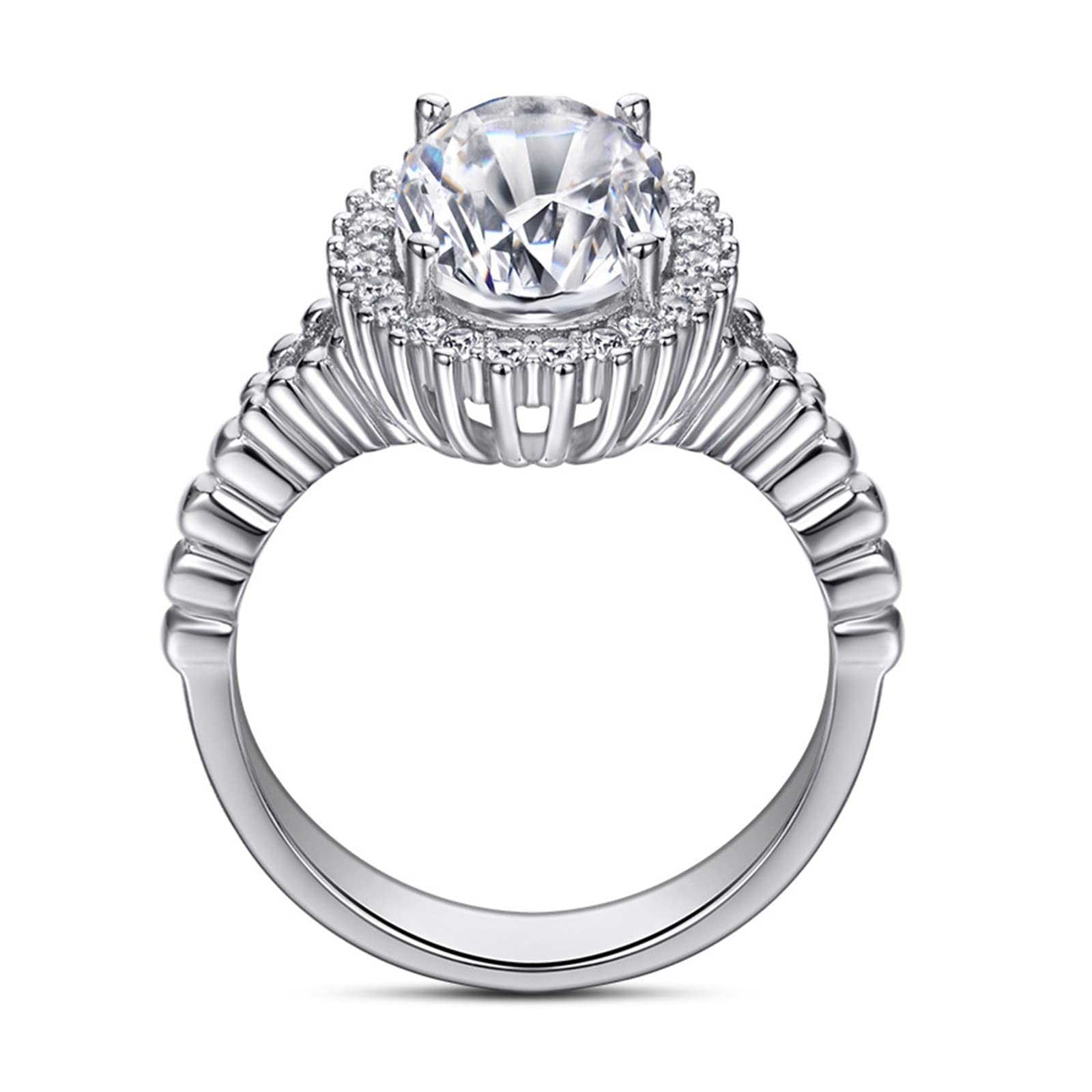 Elegant Cubic Zirconia Oval Engagement Ring for Women - Sterling Silver Wedding Band, Promise Ring, Anniversary Jewelry Gift - Perfect for Proposals, Weddings & Special Occasions